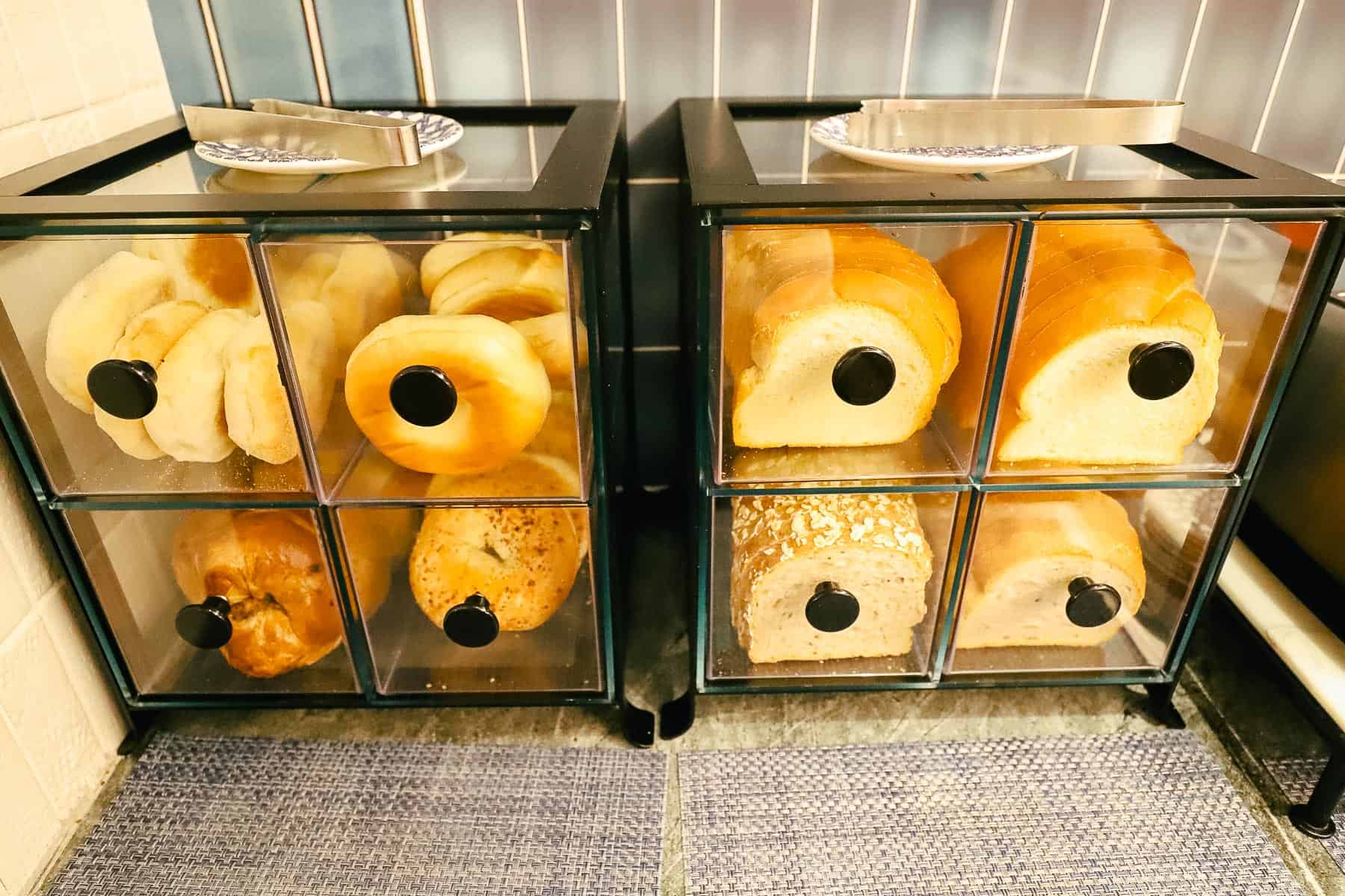 Various bread selections on Amare's buffet at breakfast