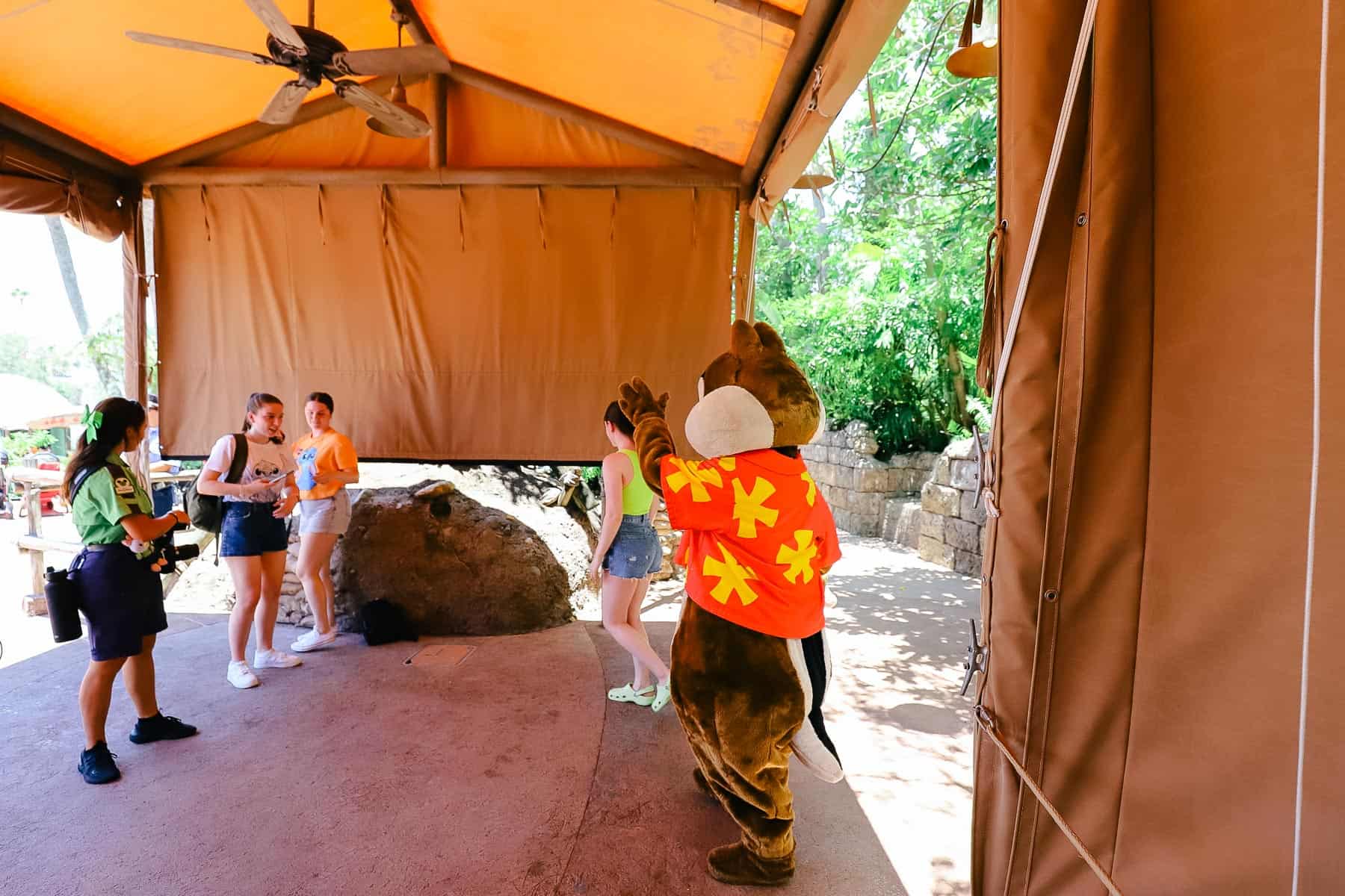 Chip and Dale greeting guests. 