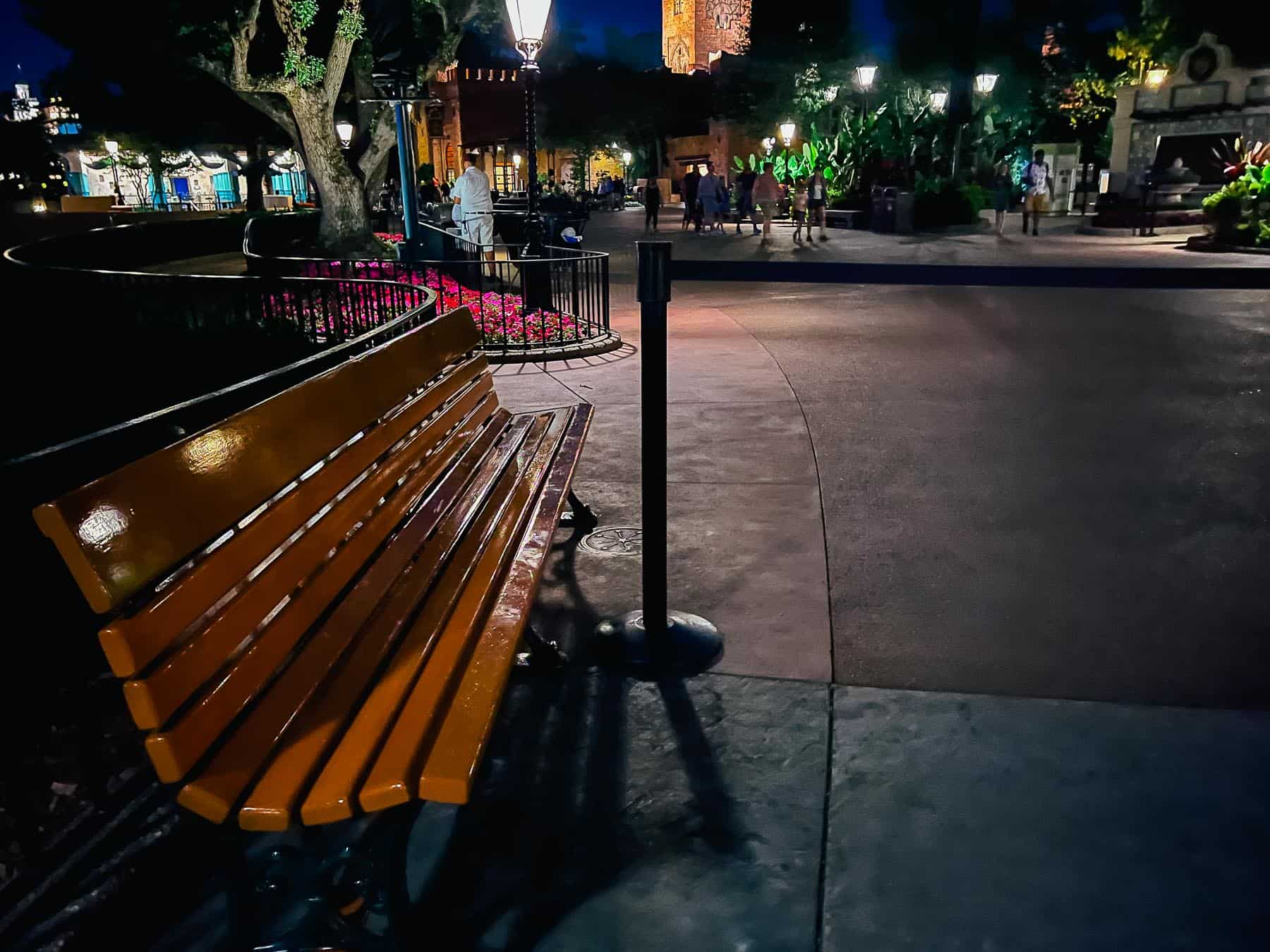 the area to the World Showcase roped off after the park officially closes