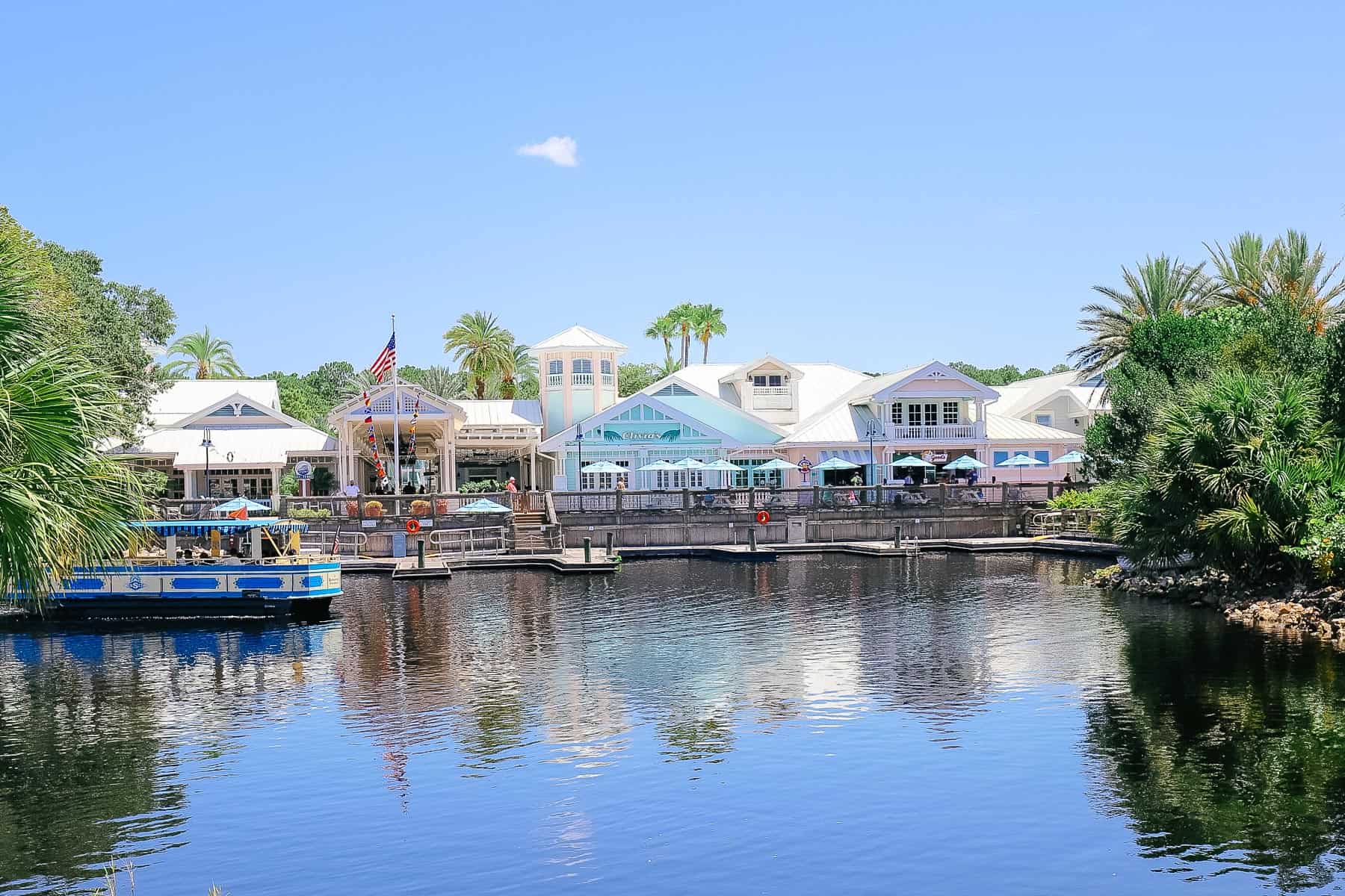 a view of Disney's Old Key West Villa Resort from the boat 