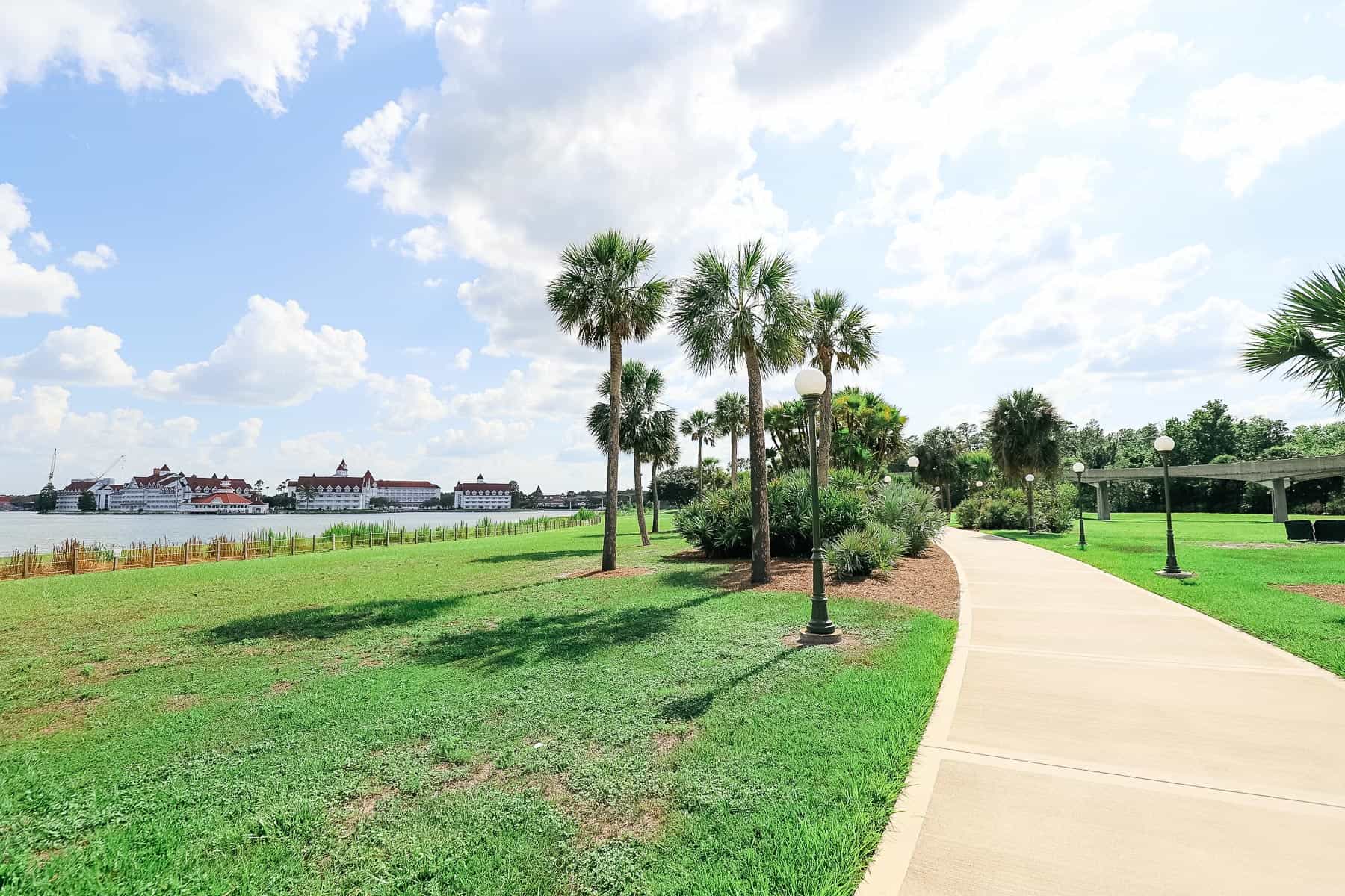 the walkway leaving Magic Kingdom to the Grand Floridian 