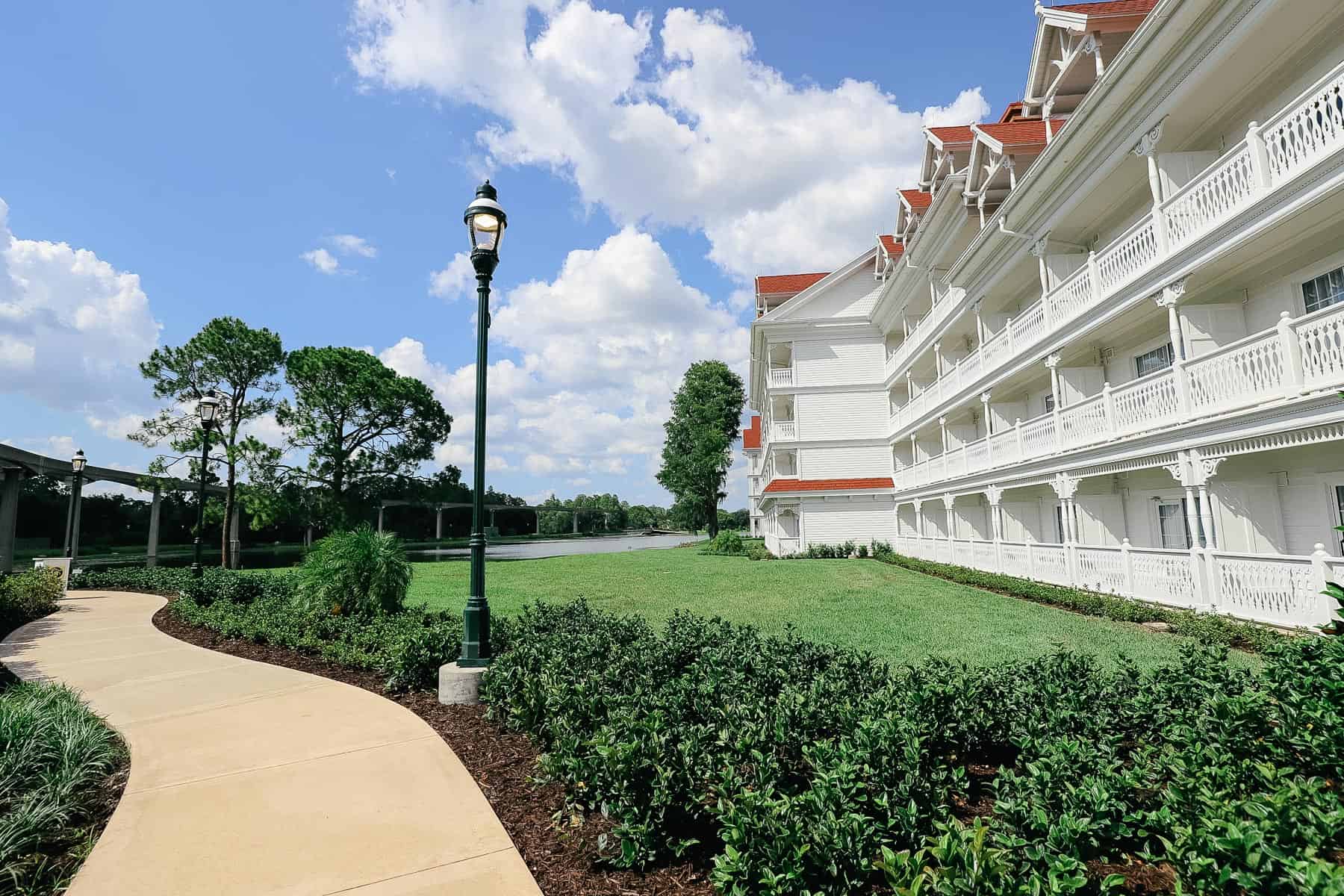 the side of Sago Cay to the side of the walking path from Grand Floridian to Magic Kingdom