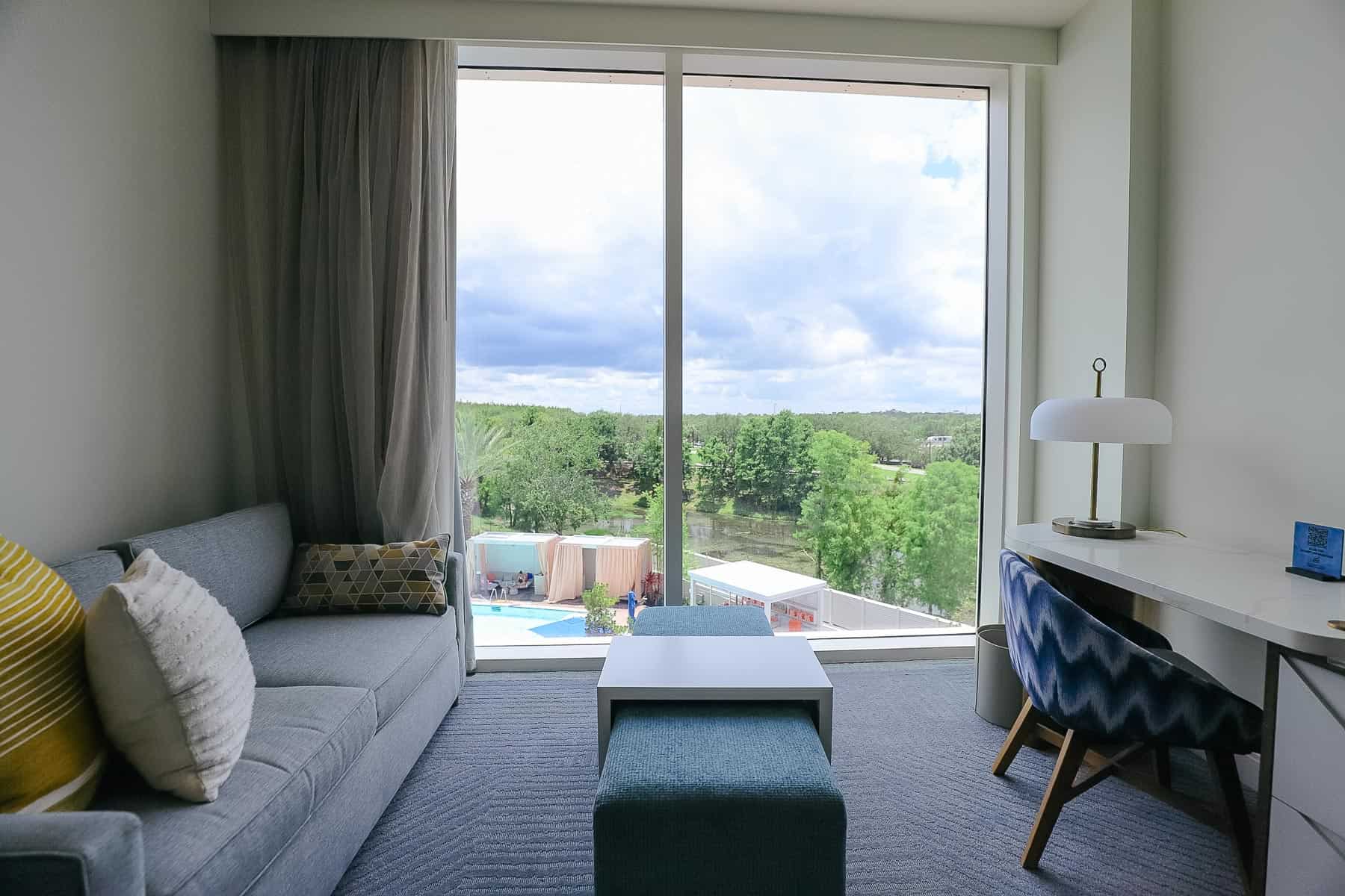 The rooms at the Swan Reserve have floor-to-ceiling windows. 