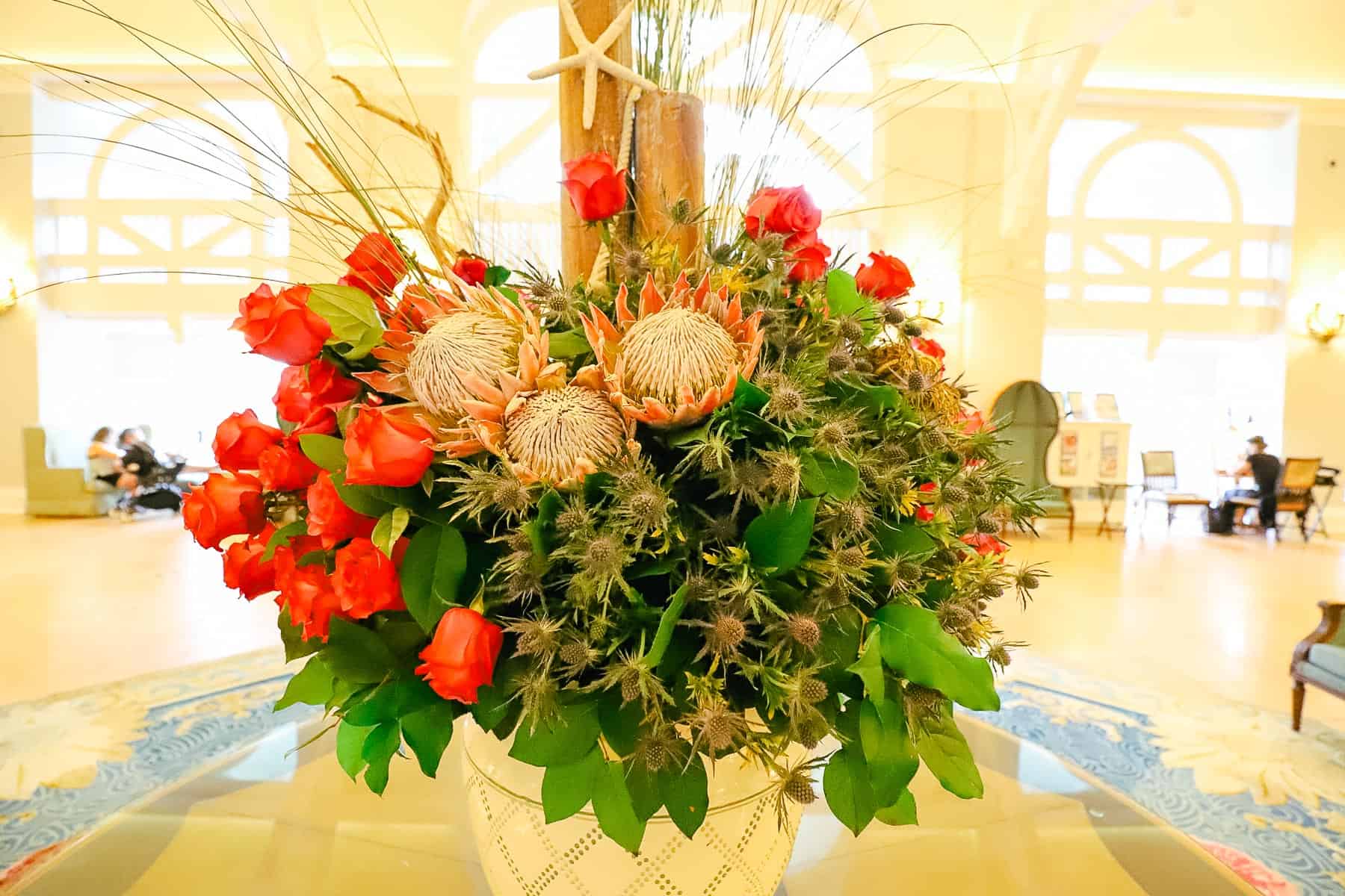 former floral arrangement in Beach Club lobby 