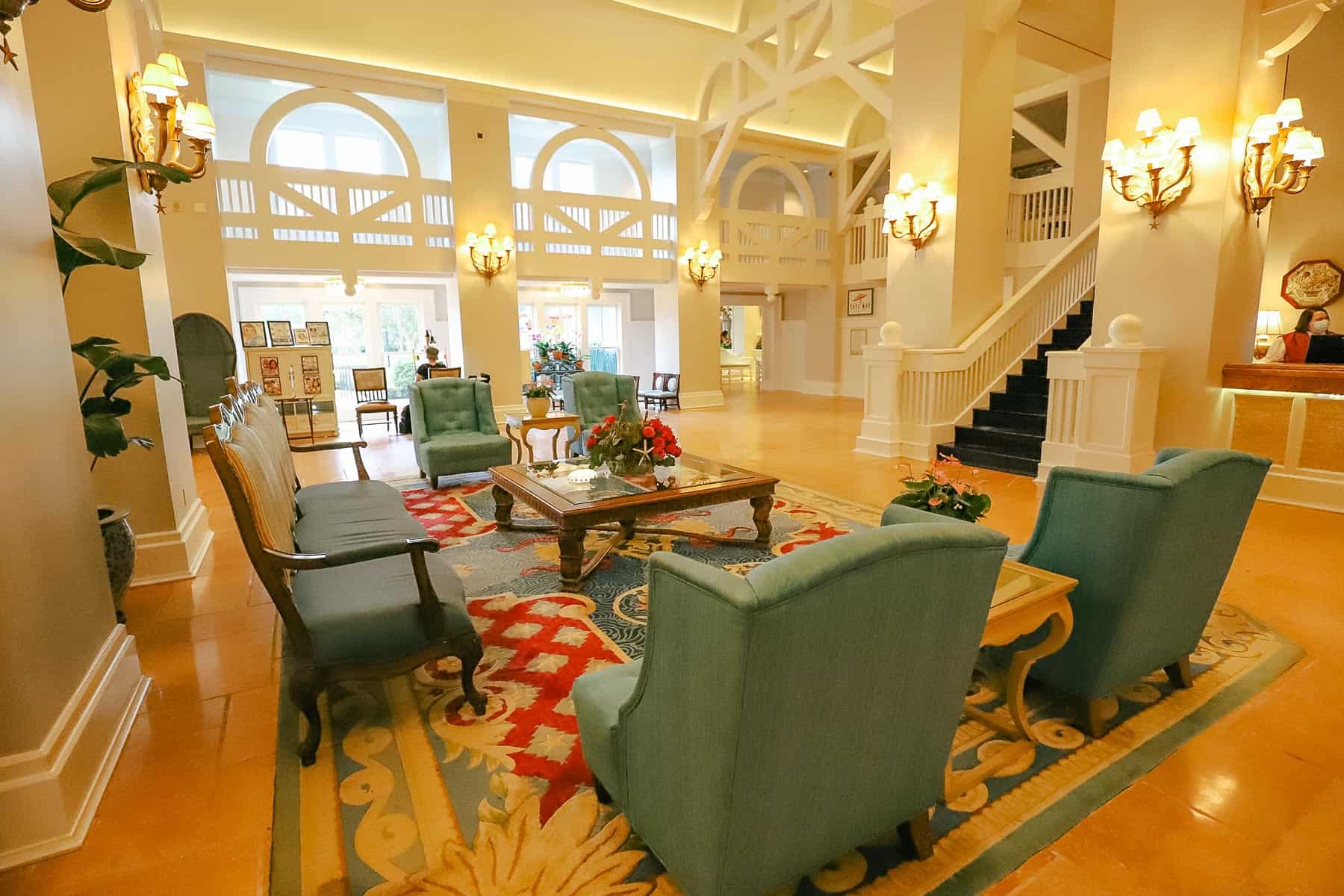 seating area in Beach Club lobby before refurbishment 