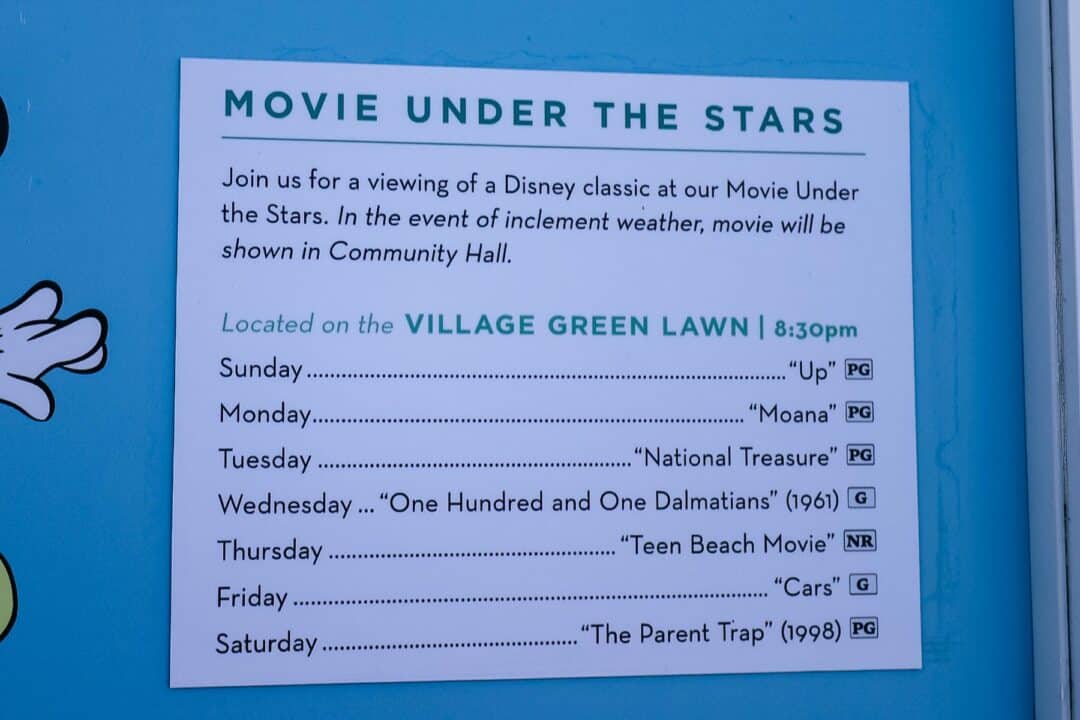 Disney Resort Recreation Calendar