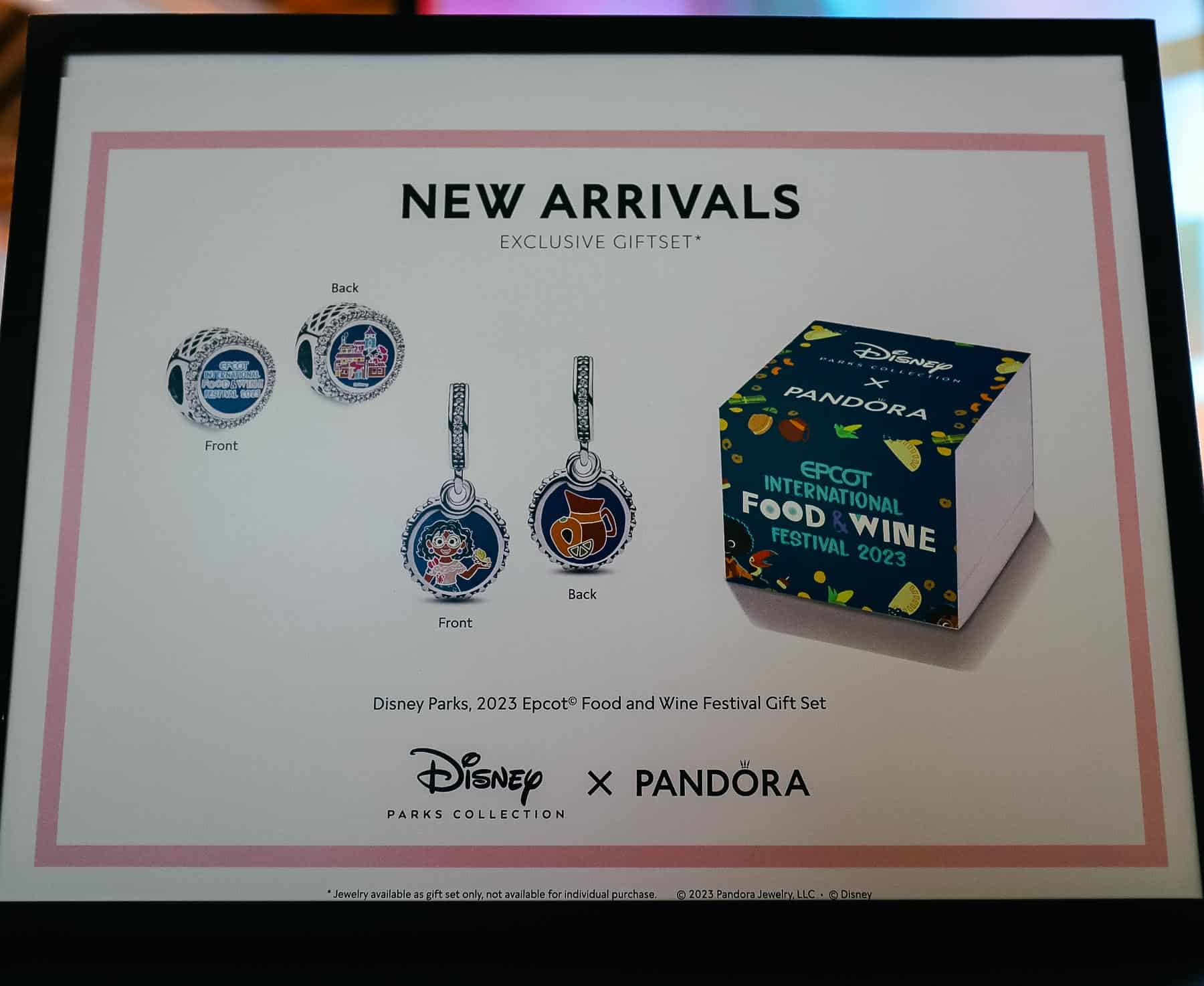 A sign that shows the Pandora exclusive charms for sale at the festival. 