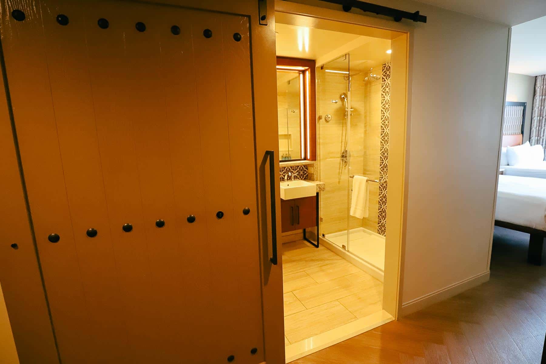 Barn-style door at Gran Destino Tower 