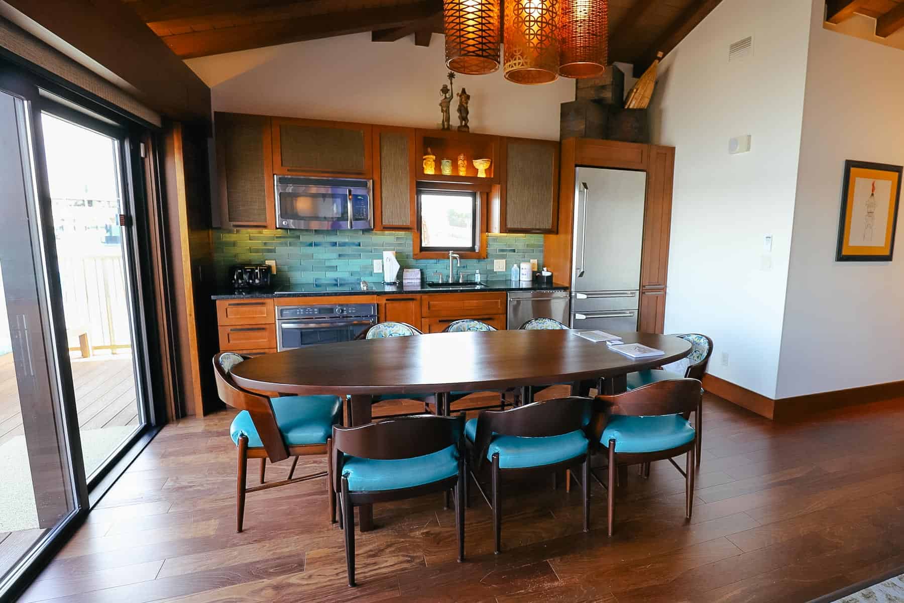 kitchen and dining area in the Polynesian's Bora Bora Bungalow