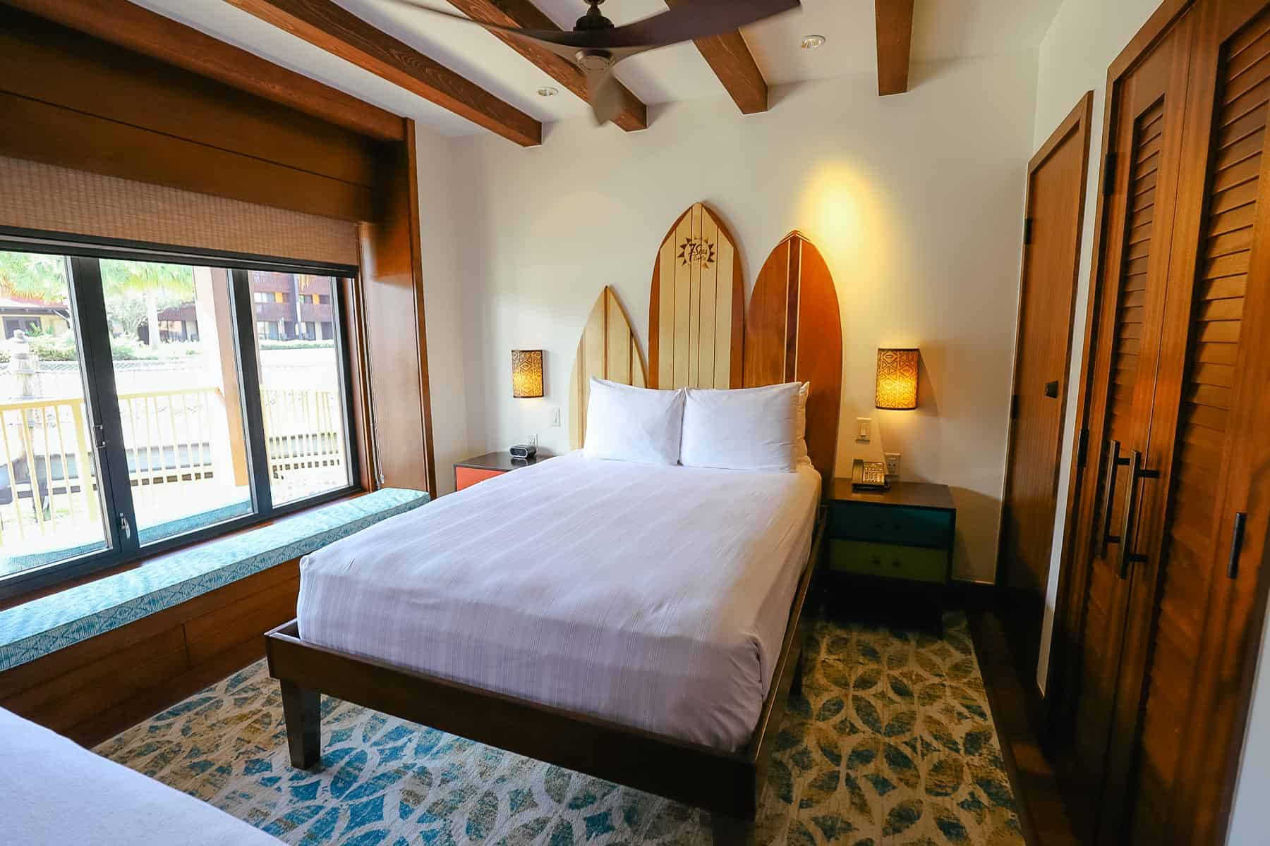 one of two bedrooms in Bora Bora Bungalow at Disney World 