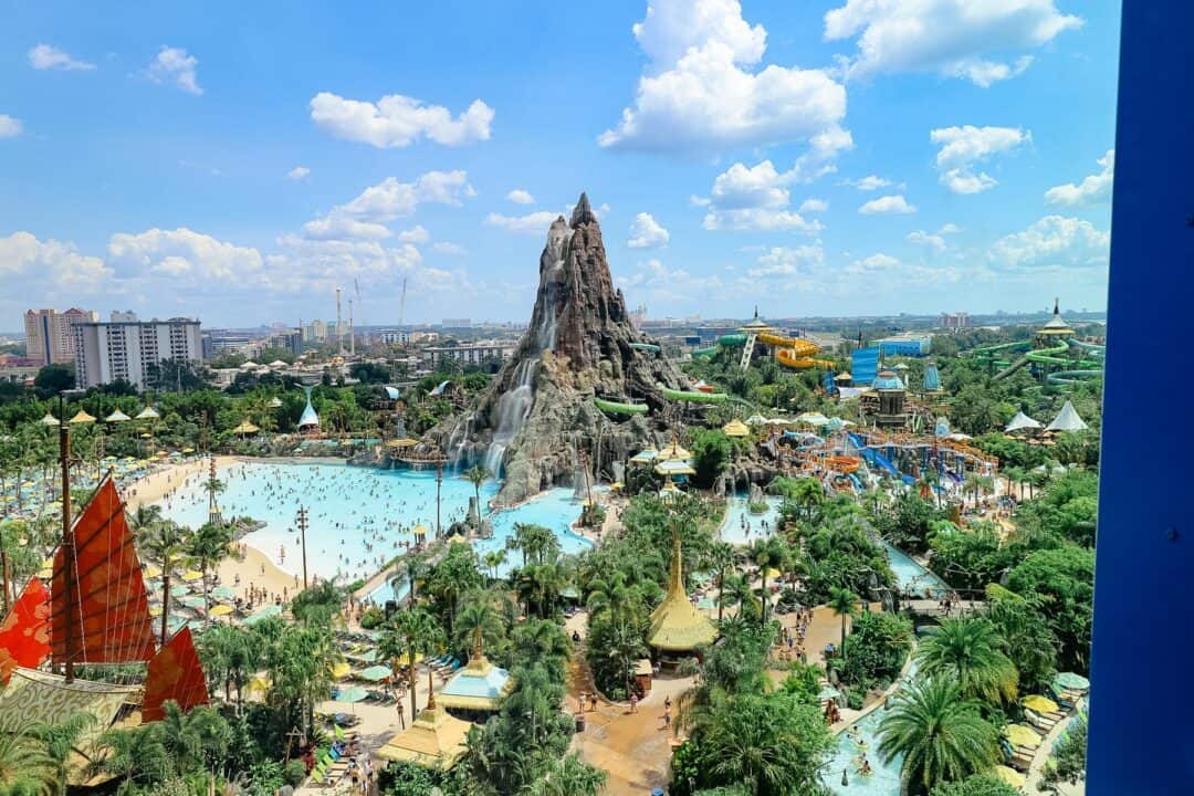 View of the volcano from our room at Universal's Cabanay Bay Resort. 