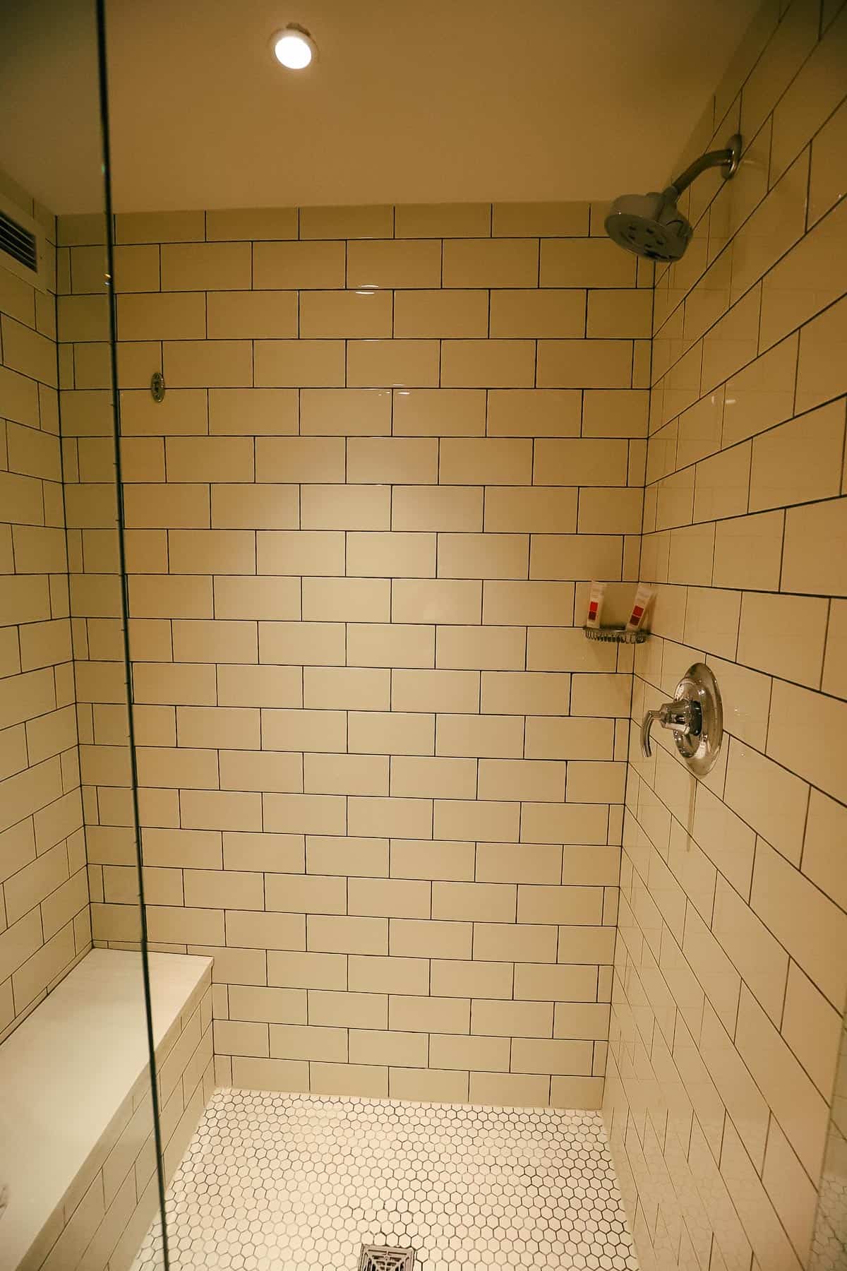 a walk-in shower