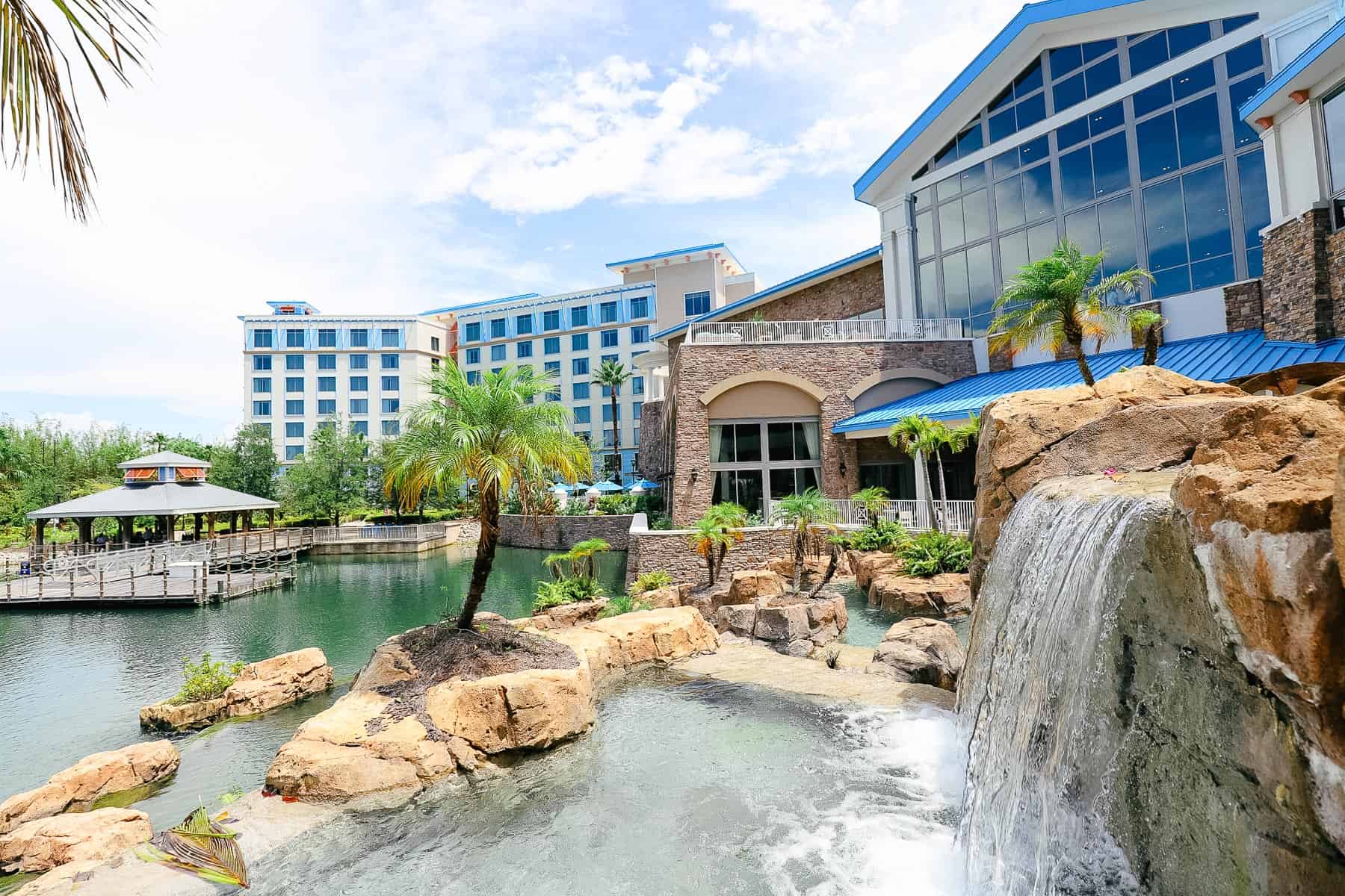 the waterfall at Loews Sapphire Falls Resort