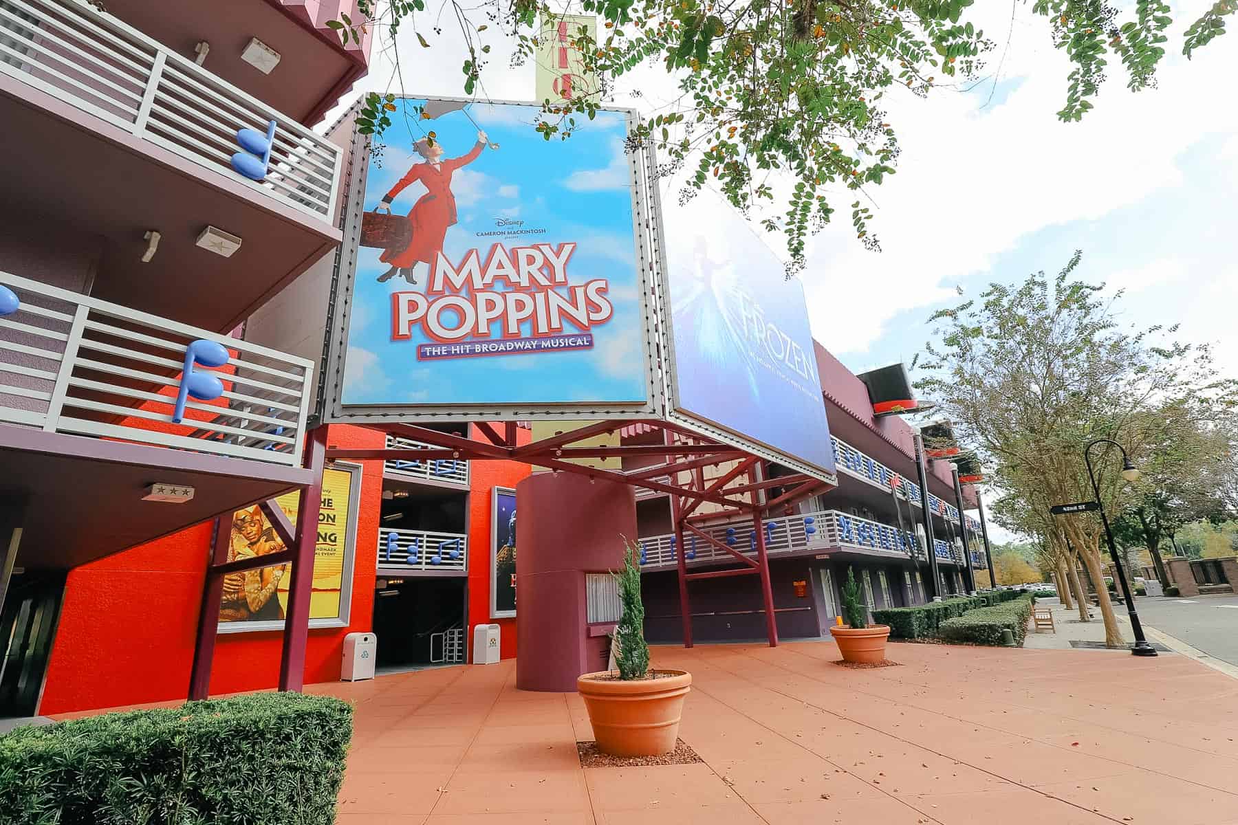 Mary Poppins billboard in the Broadway Hotel at All-Star Music 