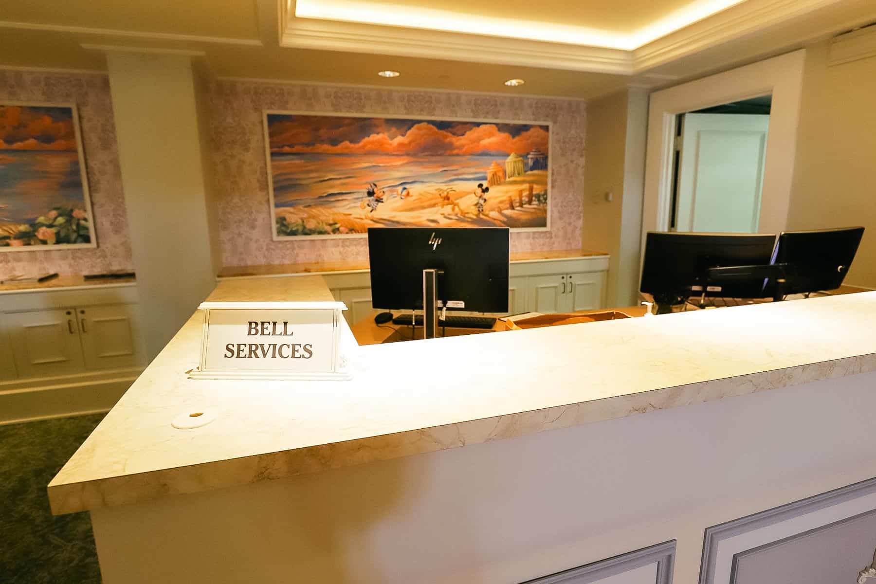 new bell services desk at Disney's Beach Club lobby 