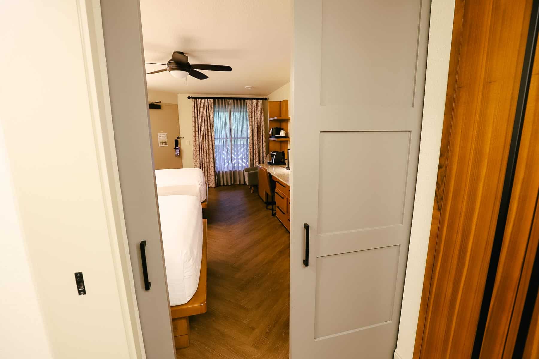 pocket door separates the bath from the room at Coronado Springs 