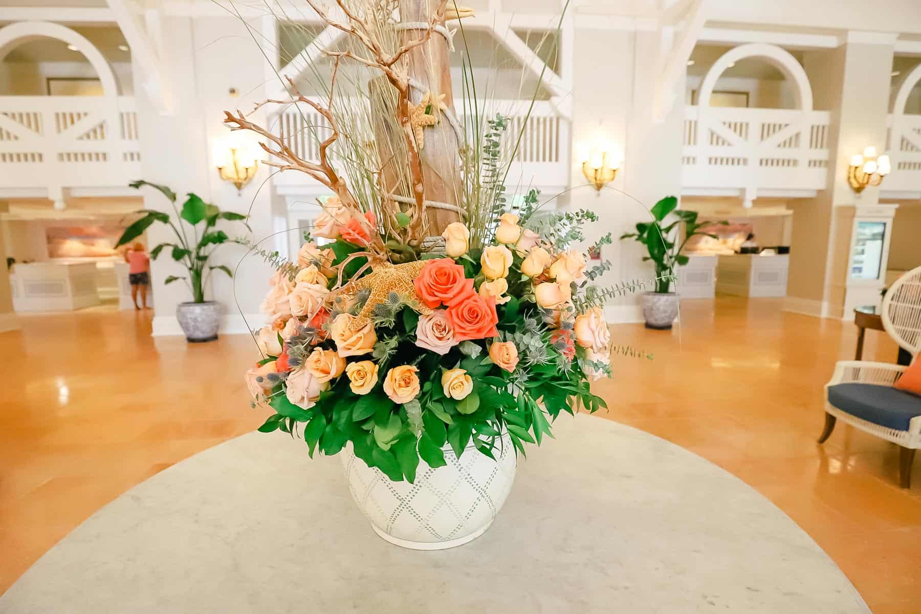 floral arrangement in Beach Club lobby