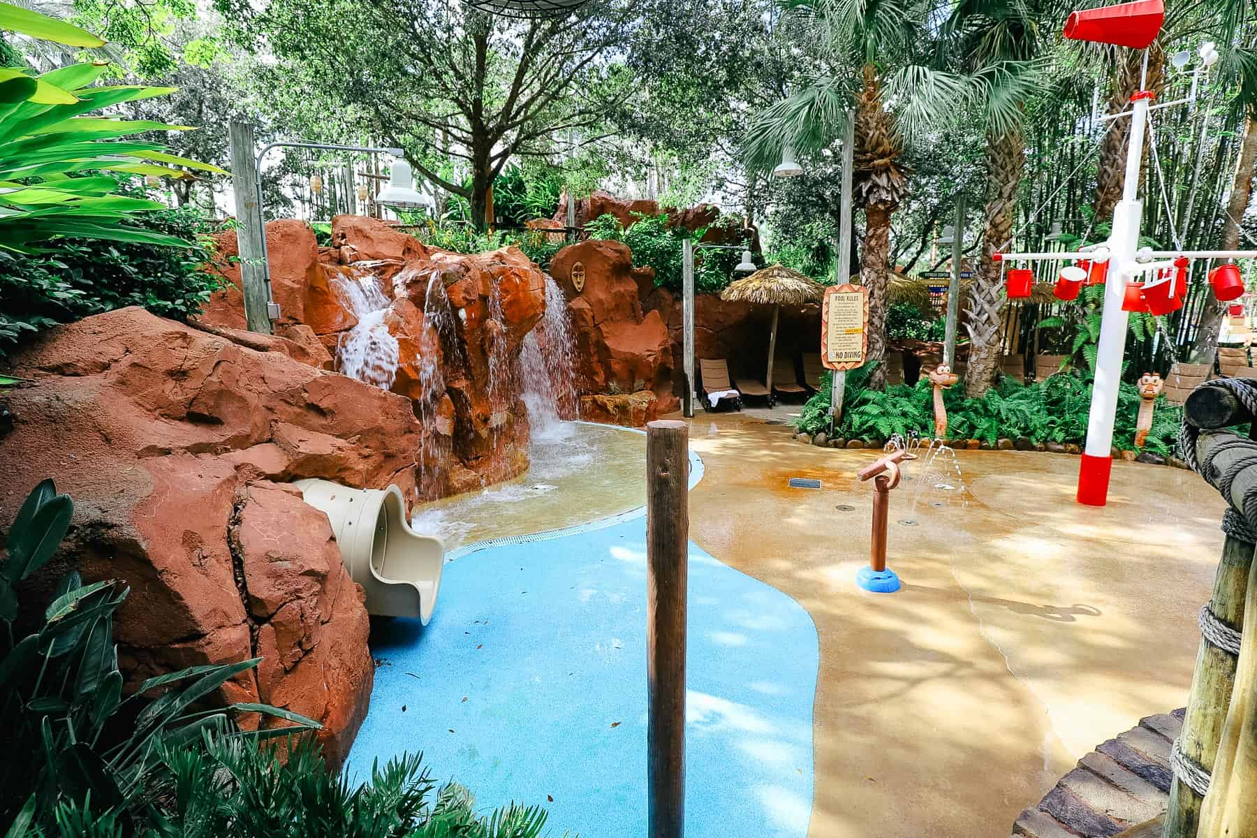 a children's splash pad at Kidani Village 