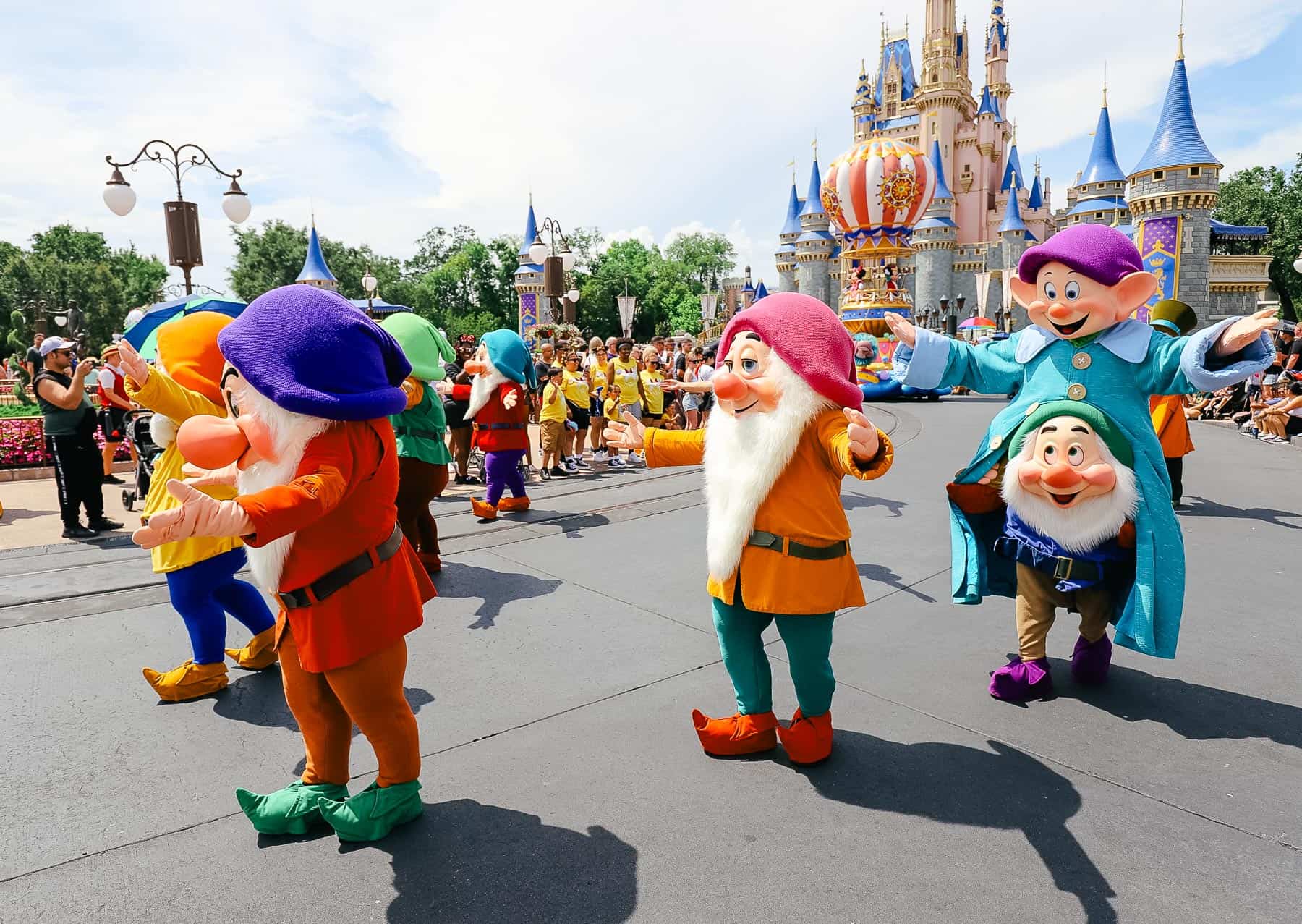 Seven Dwarfs in the parade at Magic Kingdom. 