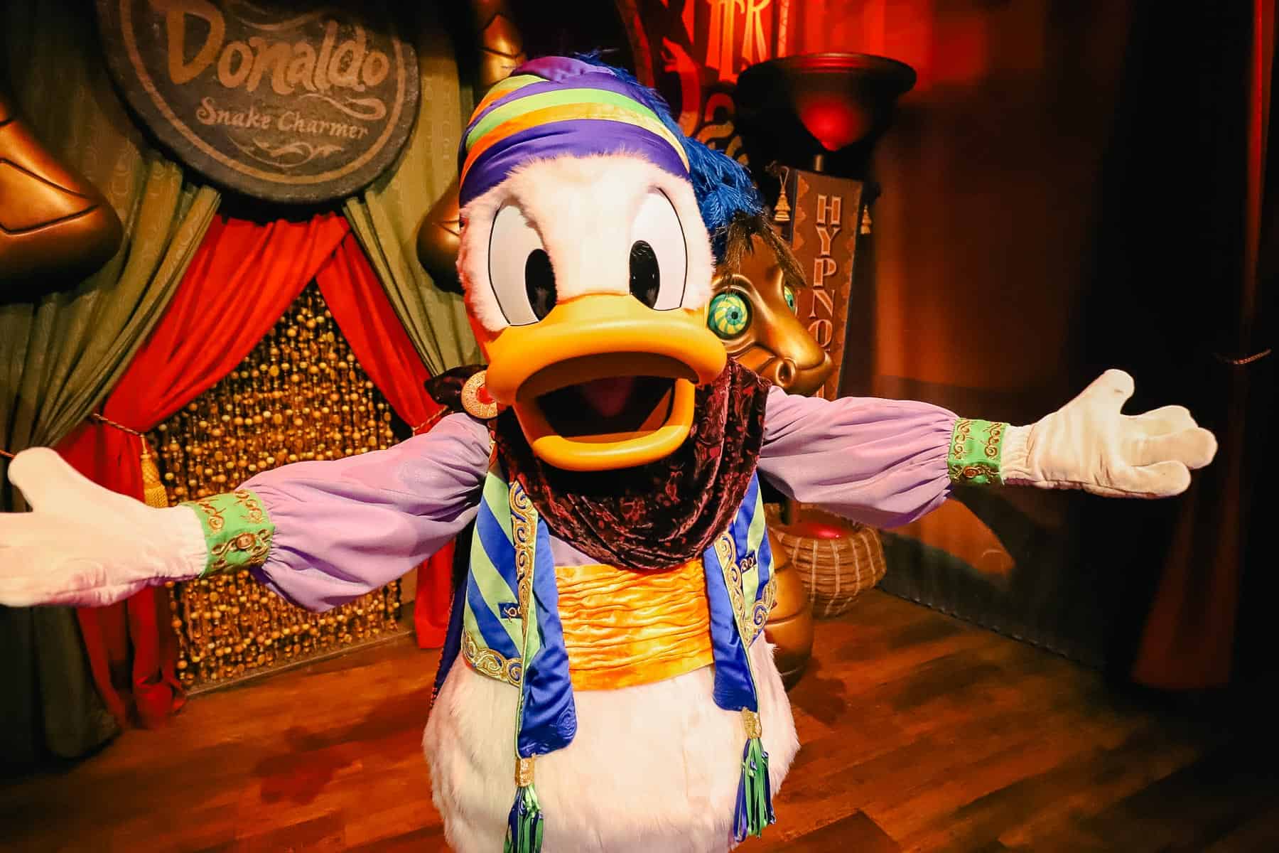 Donald with his arms wide