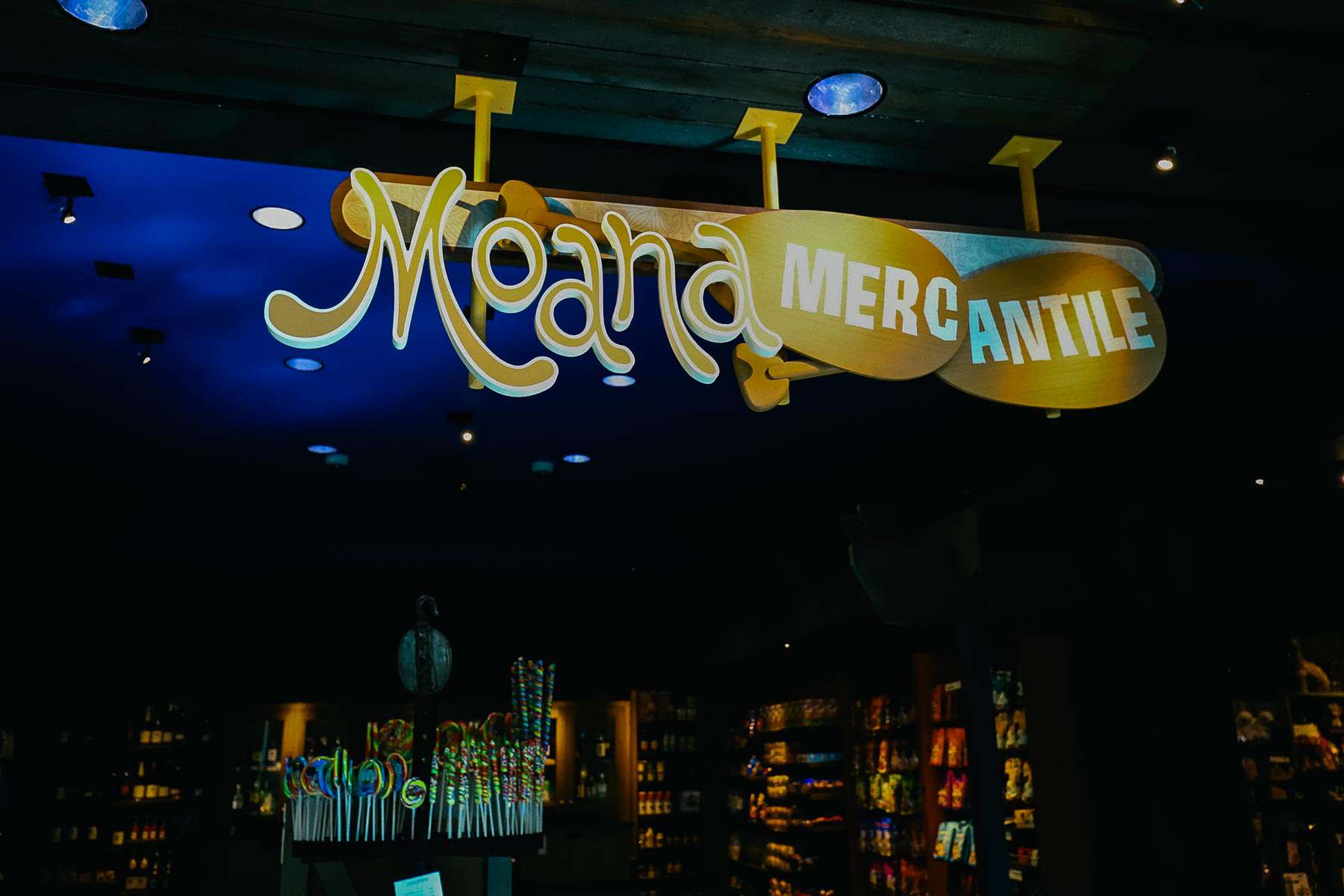 sign for Moana Mercantile at the Polynesian 