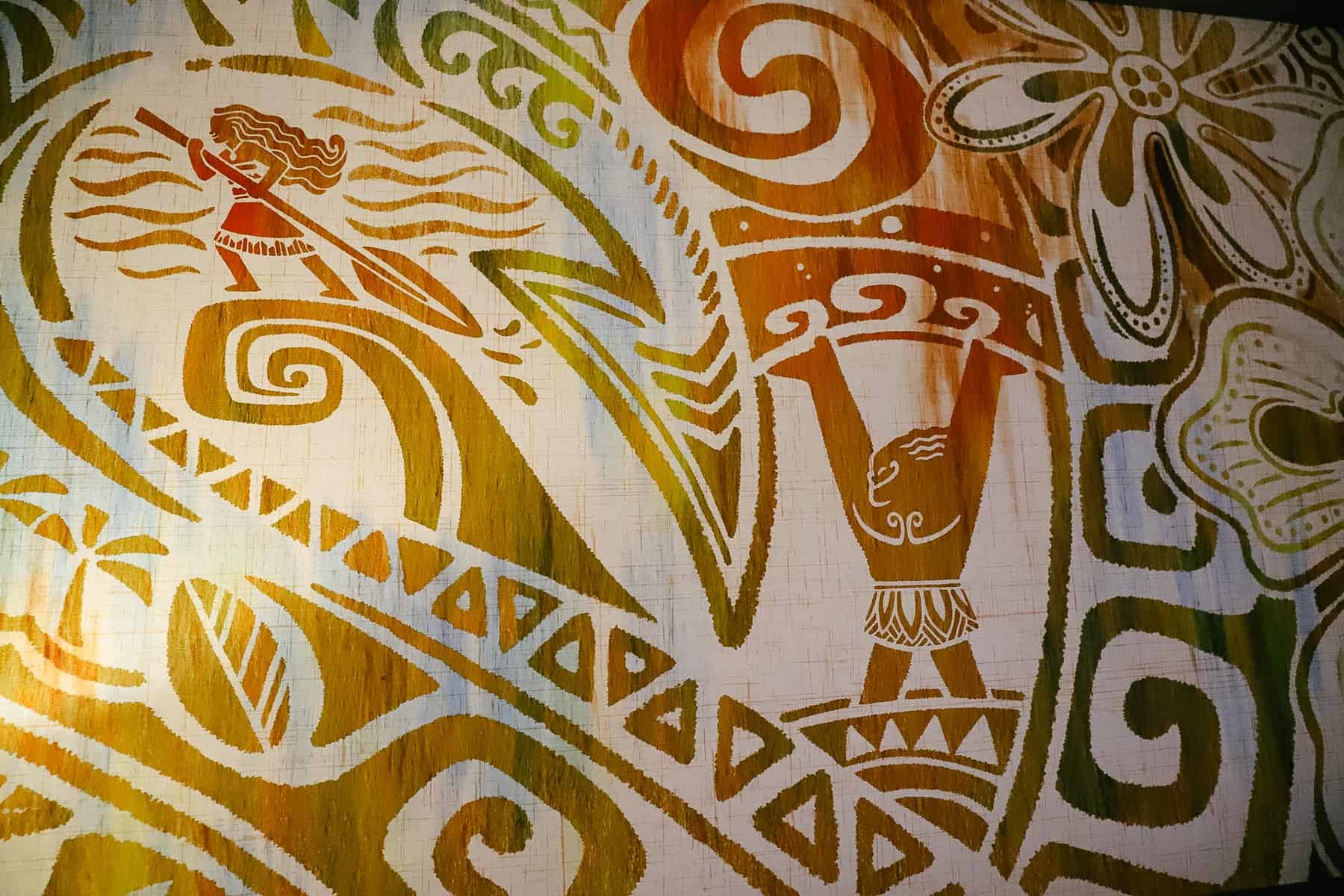 Moana and Maui features on the wallpaper. 