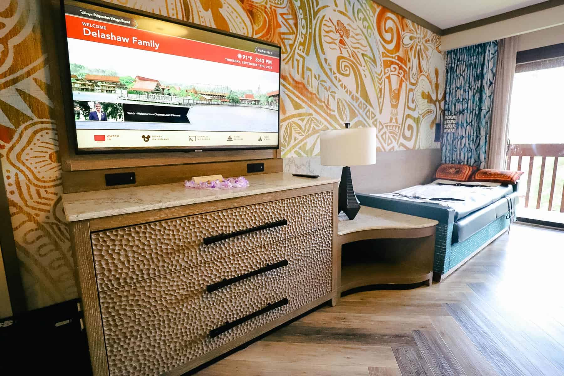 feature wall in room with Moana wallpaper