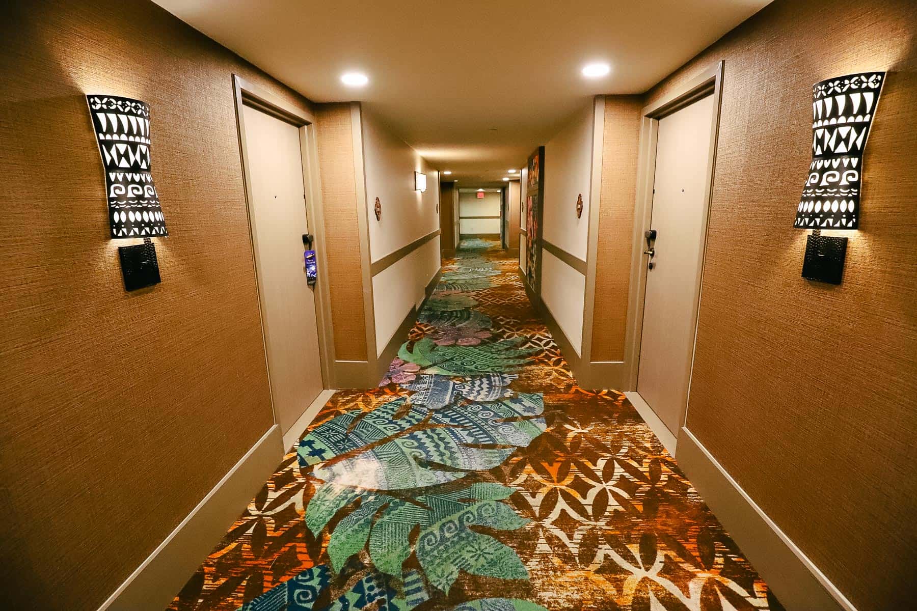 Interior hotel hallways in Disney's Polynesian Resort