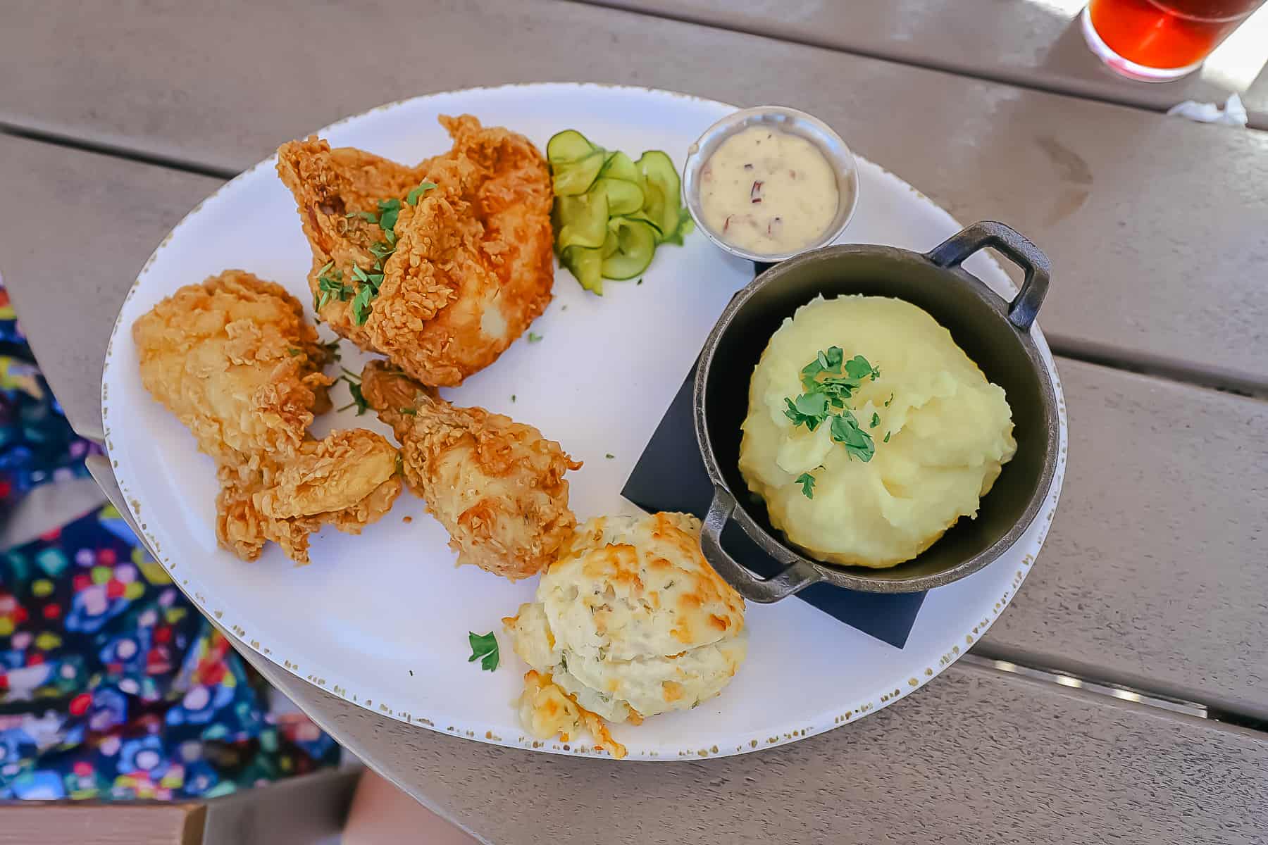 This fried chicken platter is the best thing to eat at Disney Springs. 