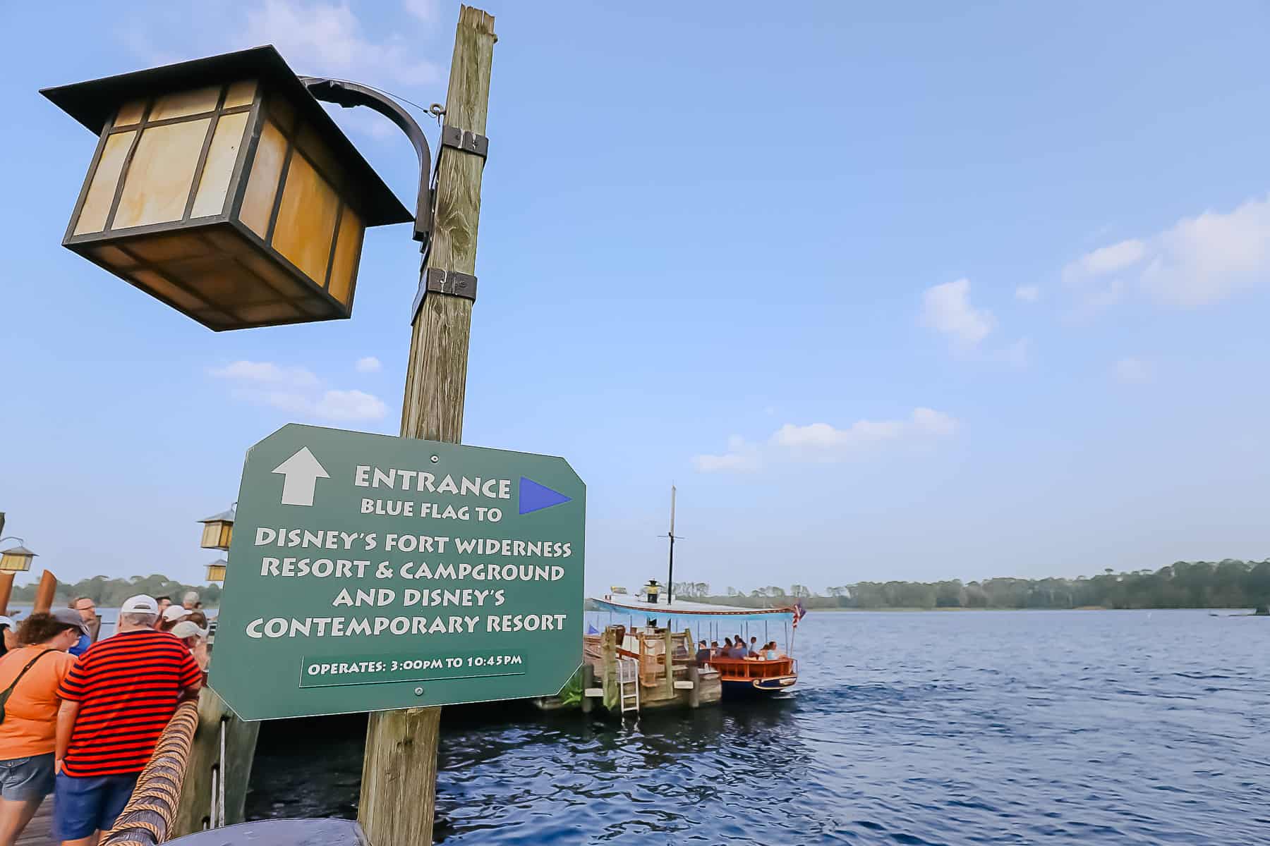 Blue flag boat launch from Wilderness Lodge to Fort Wilderness
