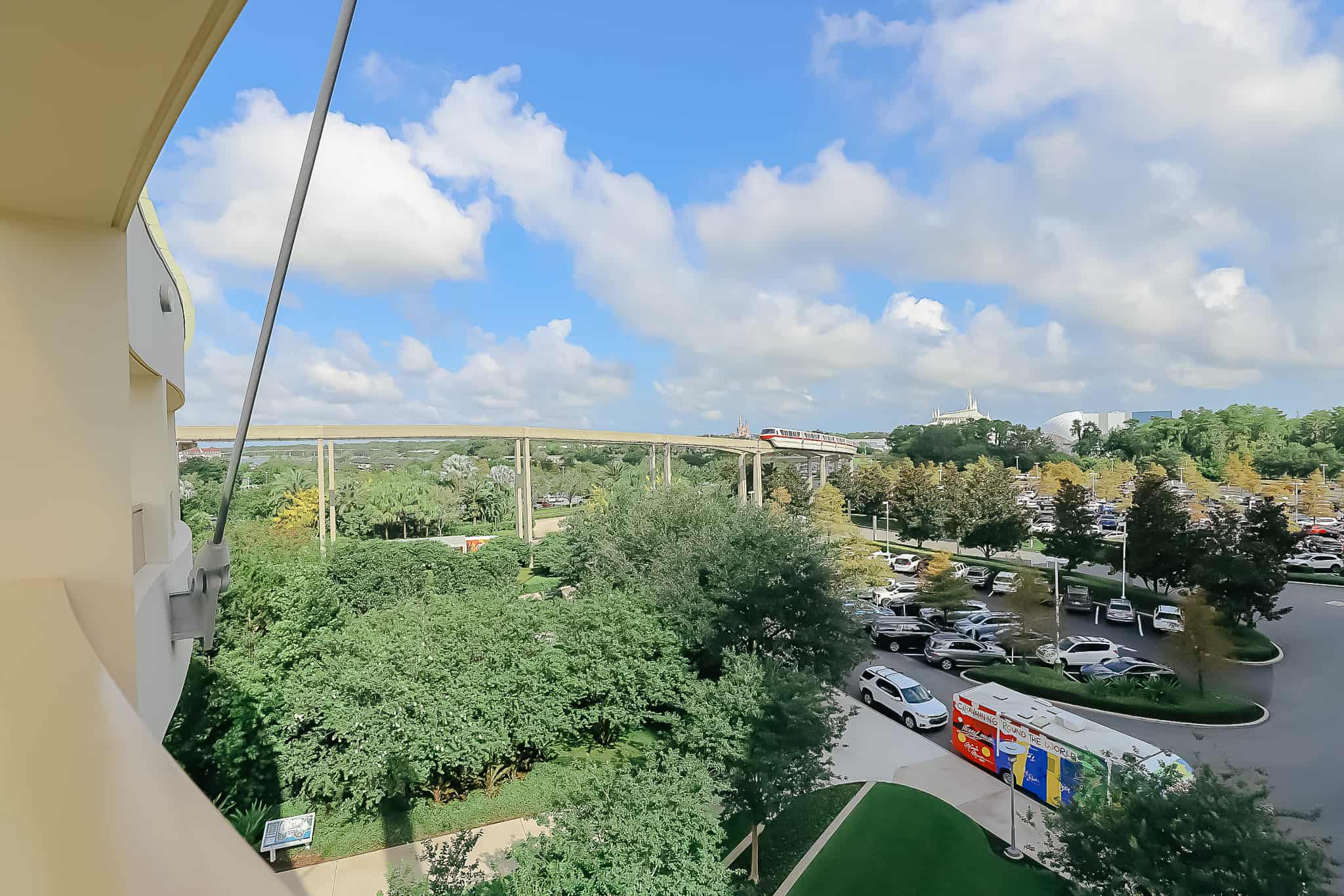 view of the Contemporary monorail from the Skyway Bridge 