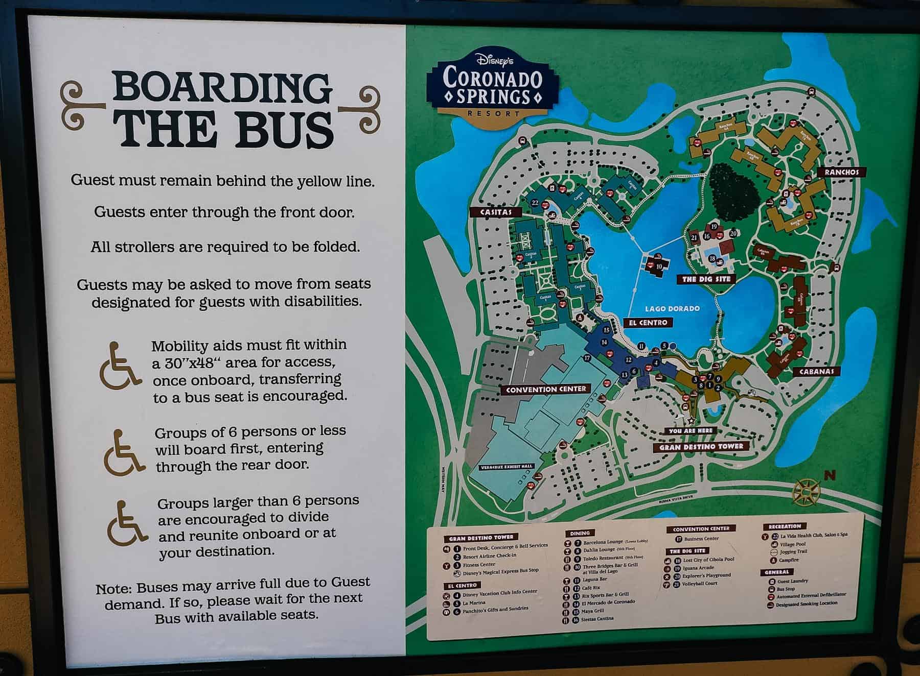 posted rules for the buses at Coronado Springs 