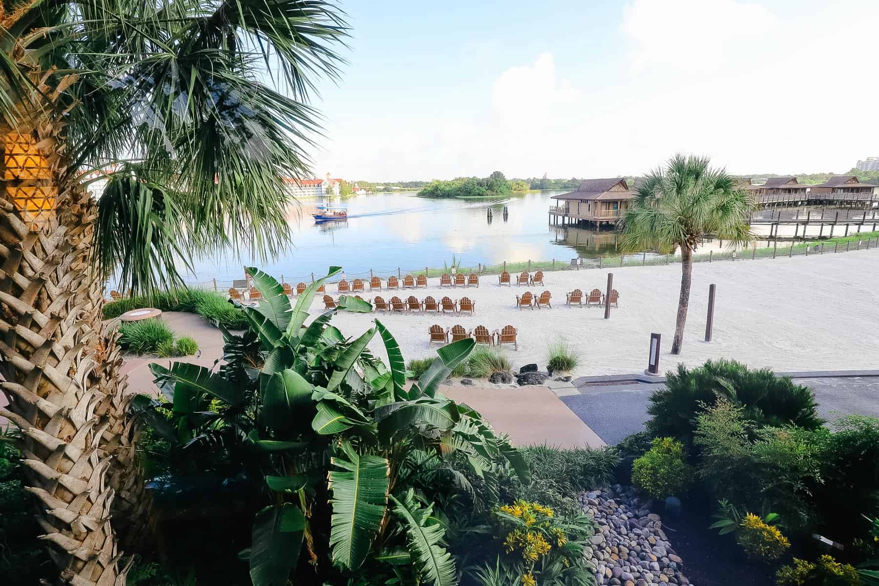 View from the Polynesian club level lounge in the evening. 
