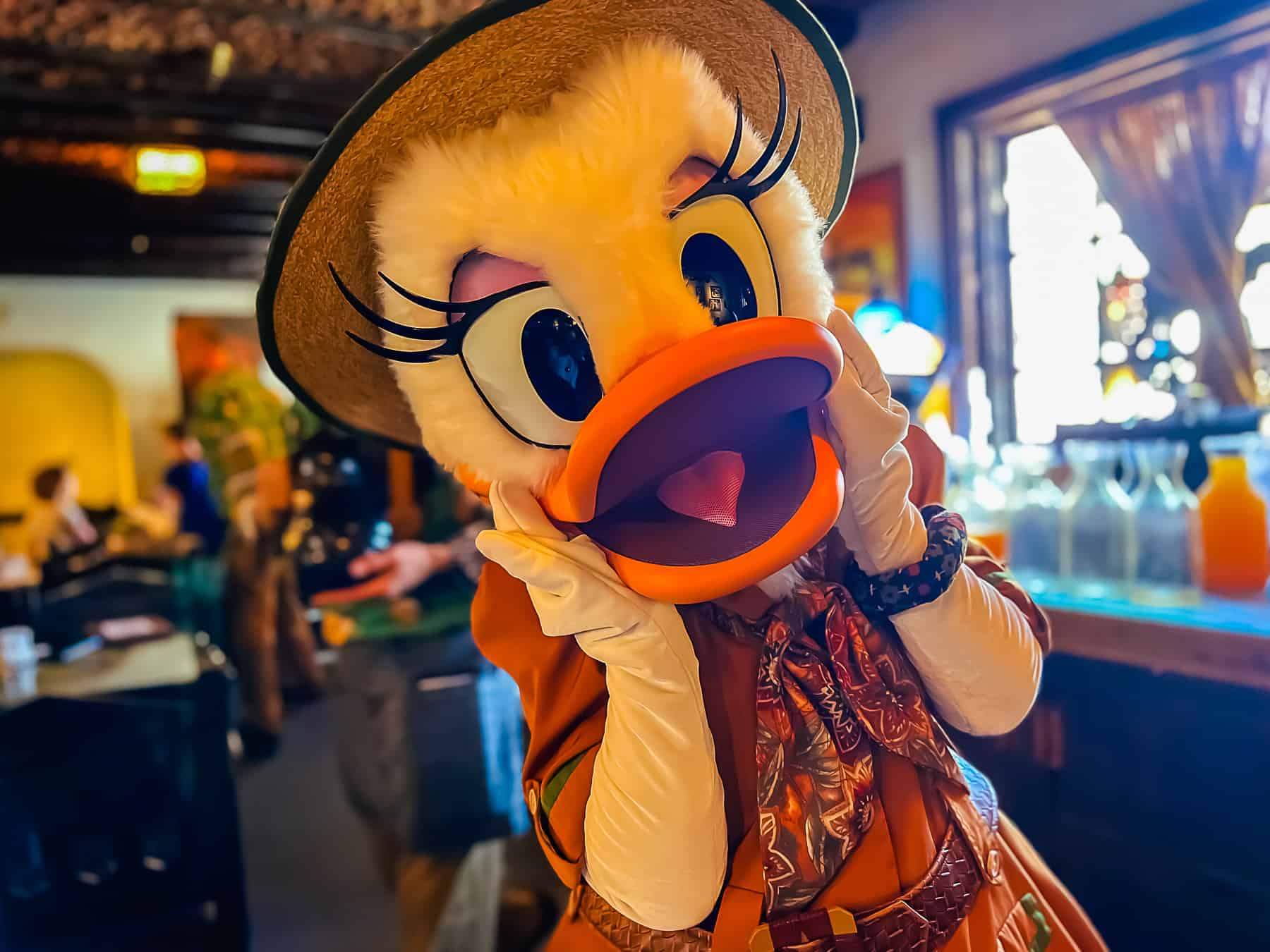 Daisy Duck in her safari suit at Tusker House Restaurant 