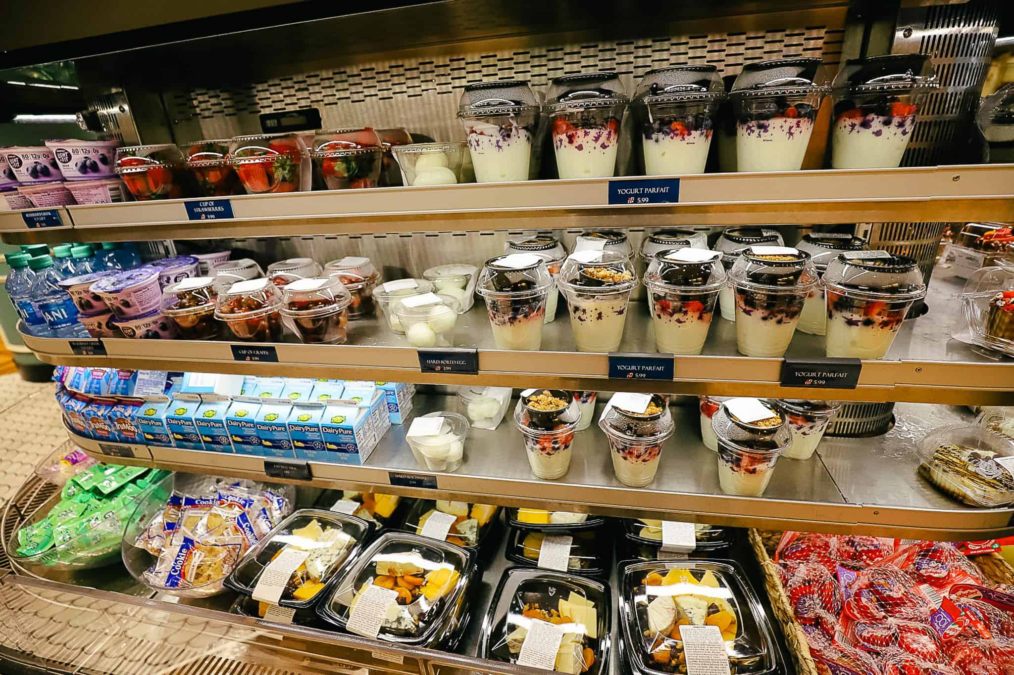 Refrigerated selection of items in Disney's Beach Club Quick Service Restaurant 