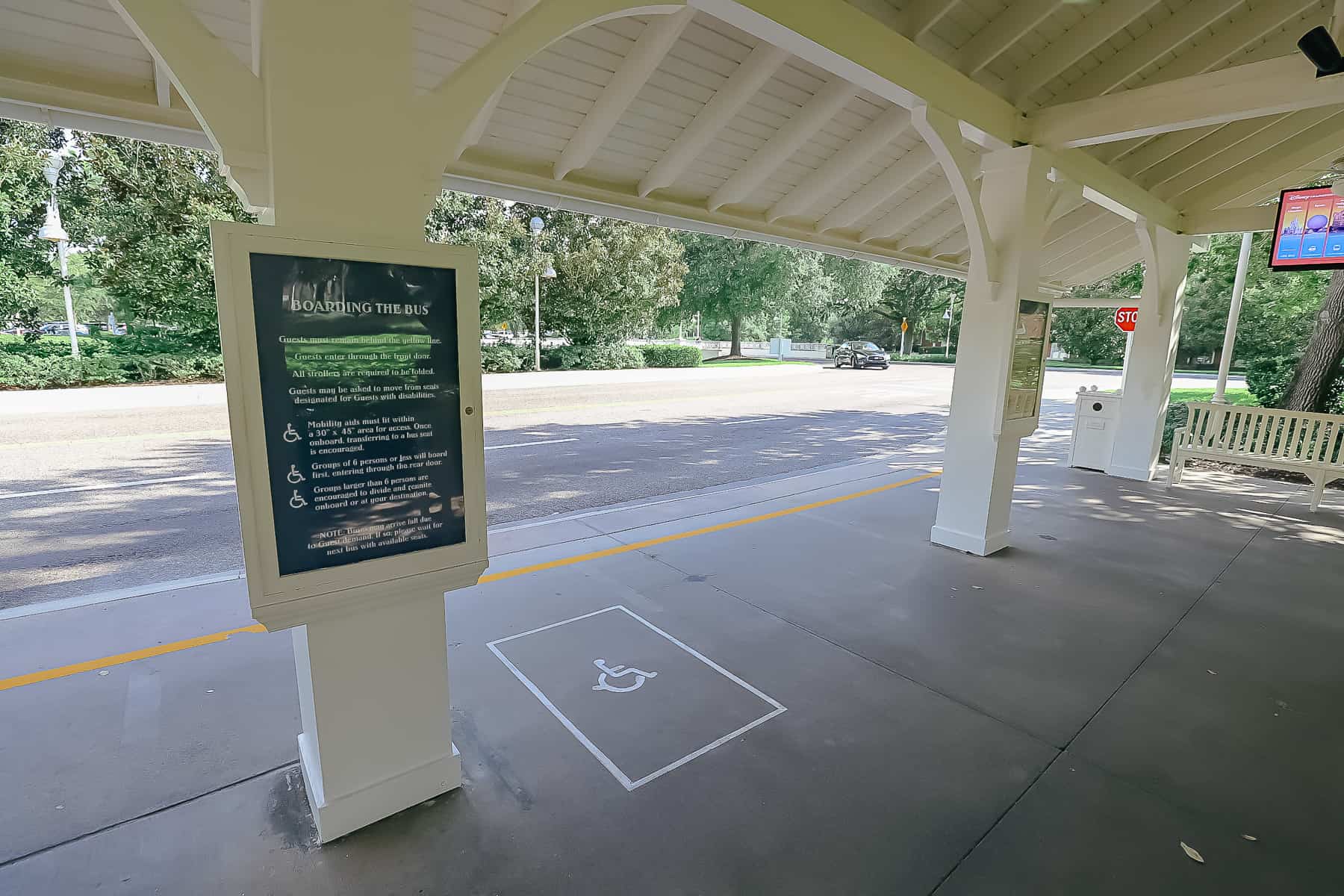 Place for ECVS and wheelchairs to wait at the bus stop. 