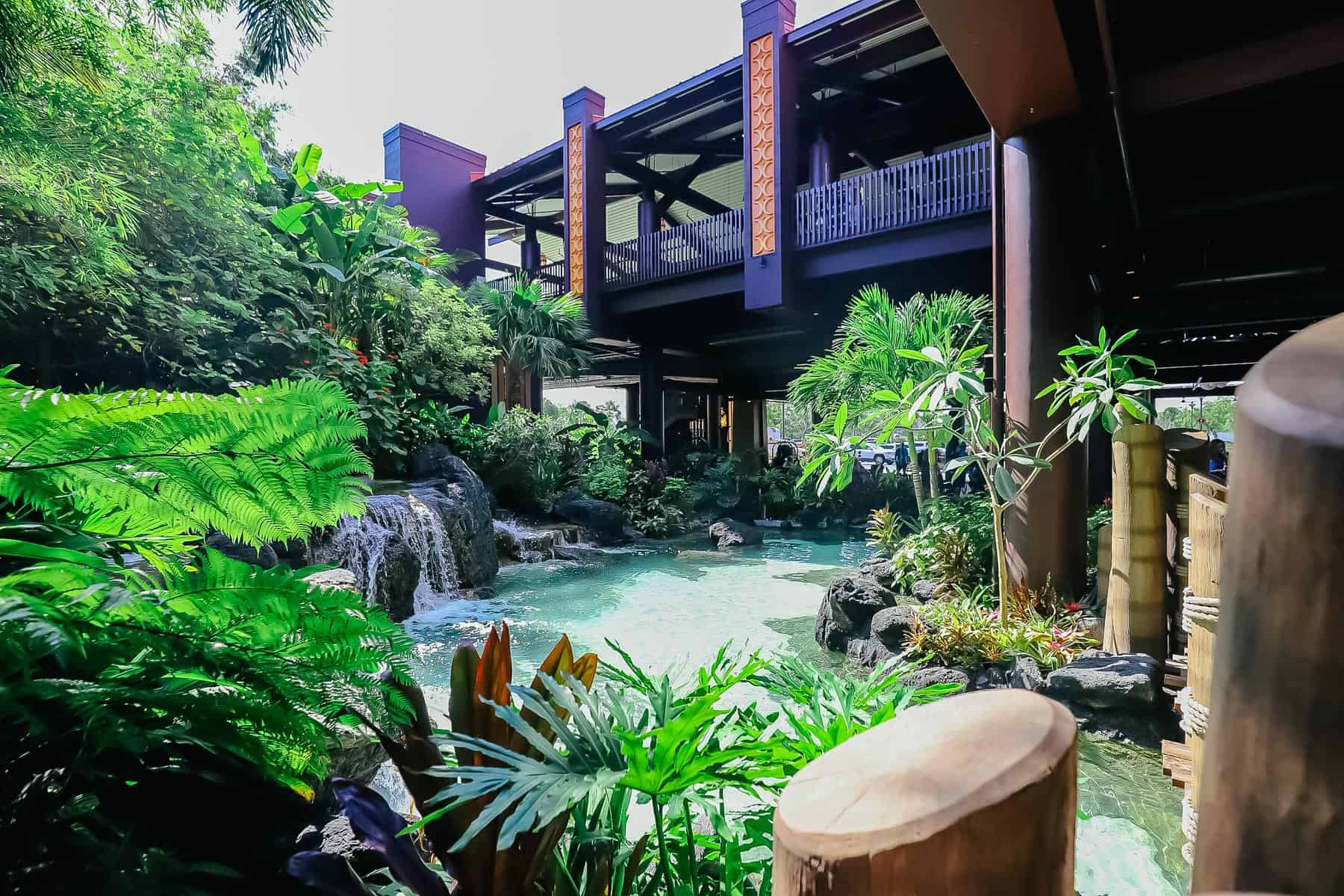 Waterfalls at the entrance of Disney's Polynesian Village Resort 