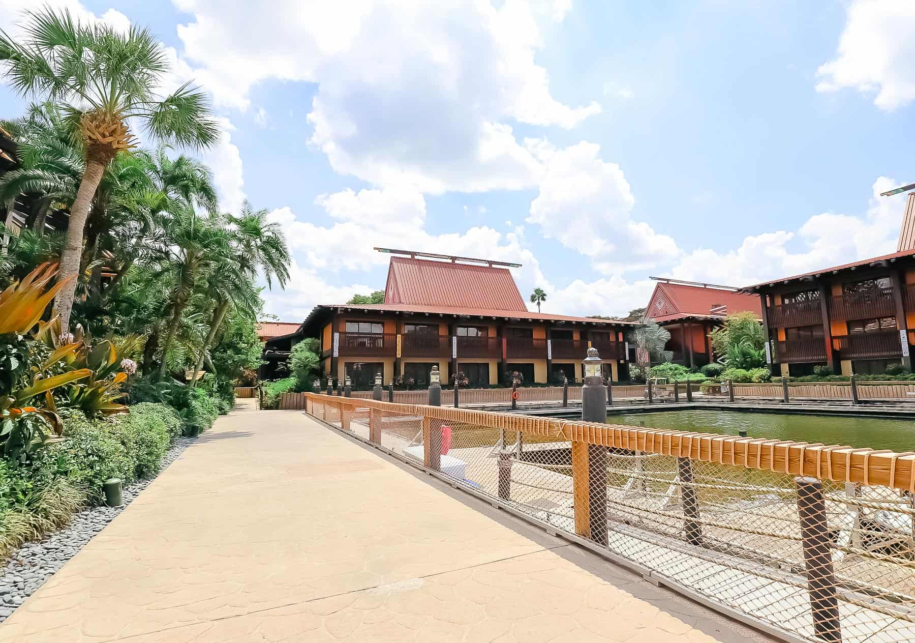 walkway to the boat dock at the Polynesian 