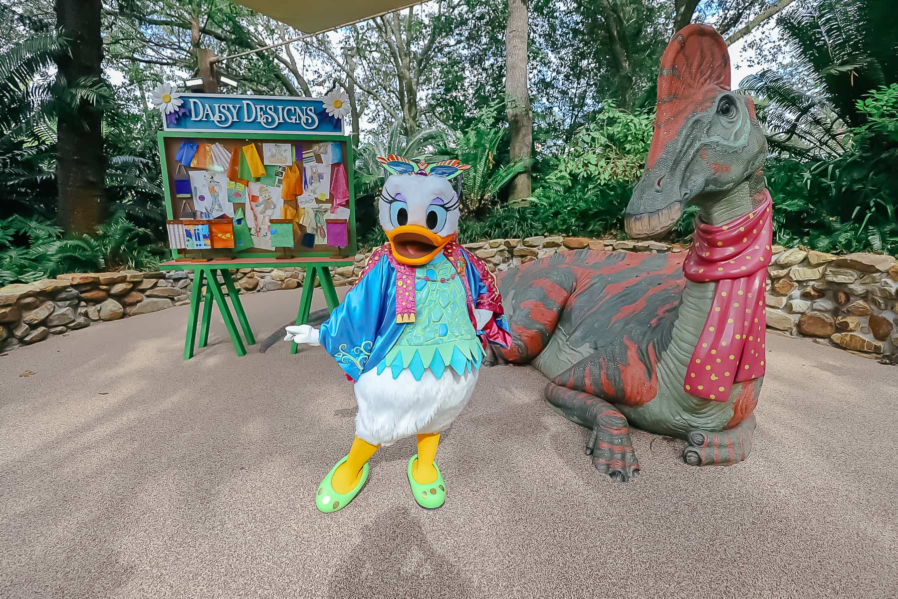 Daisy in her fashionable Dino Bash costume 