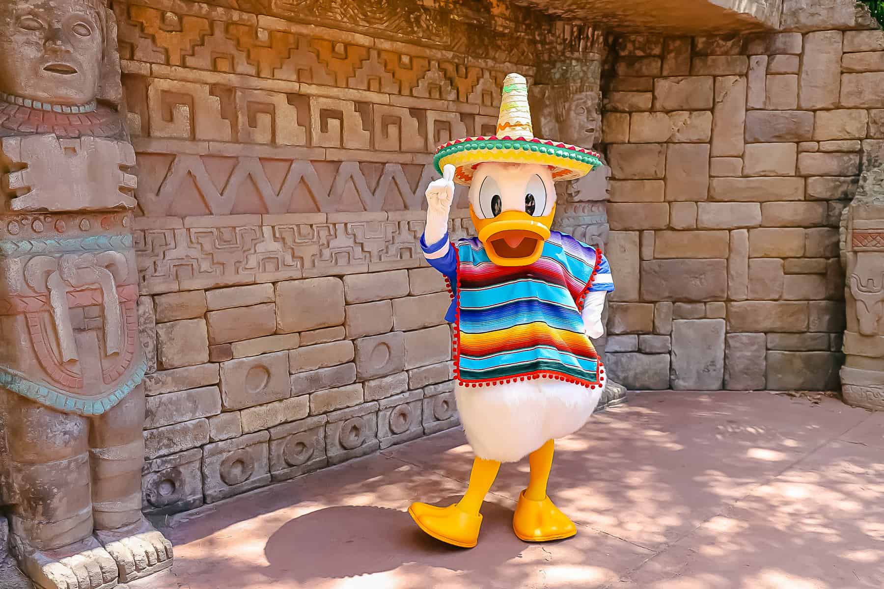 Donald poses in his sombrero near the Mexico Pavilion at Epcot. 
