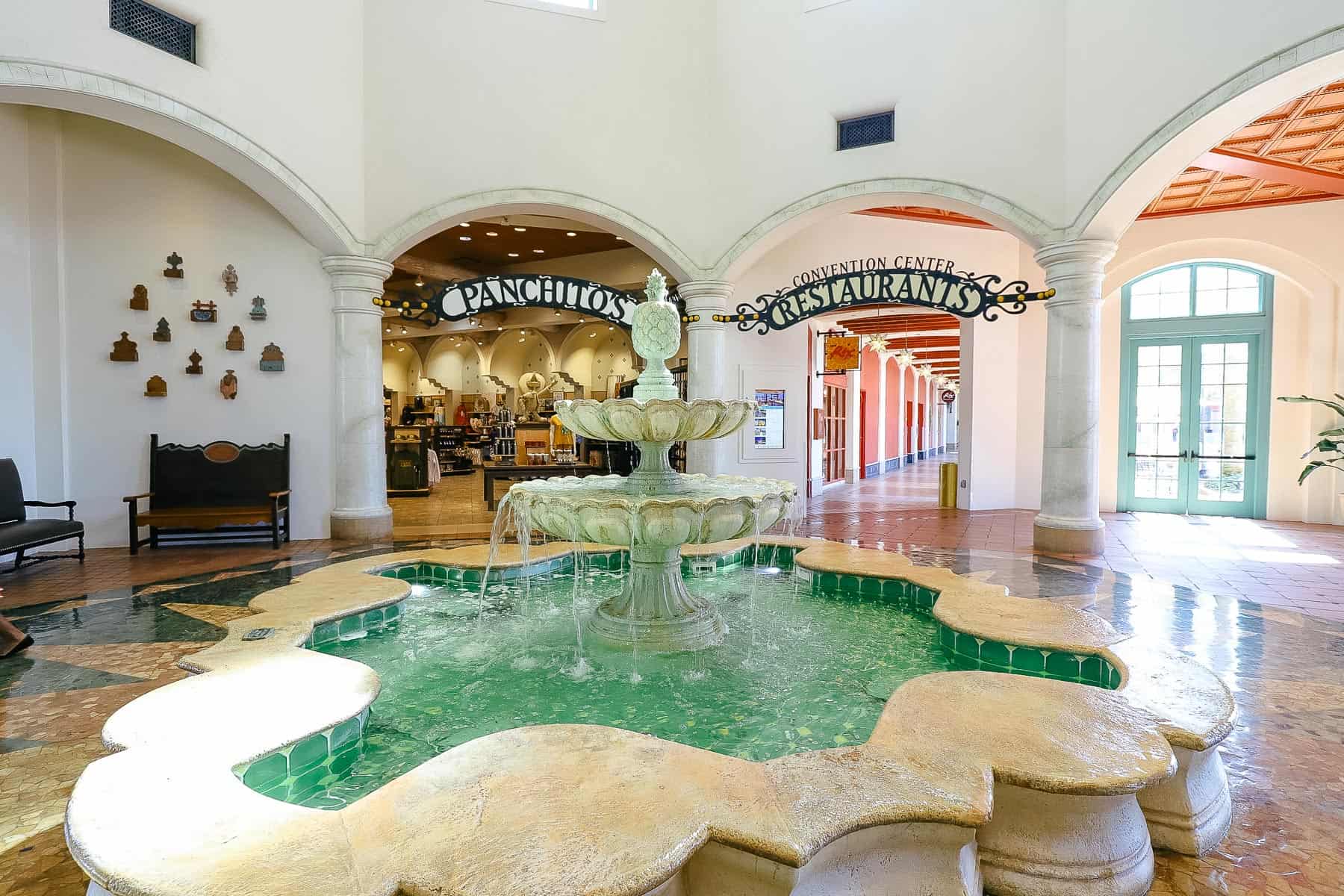 inside the main lobby of Coronado Springs after exiting bus stop one