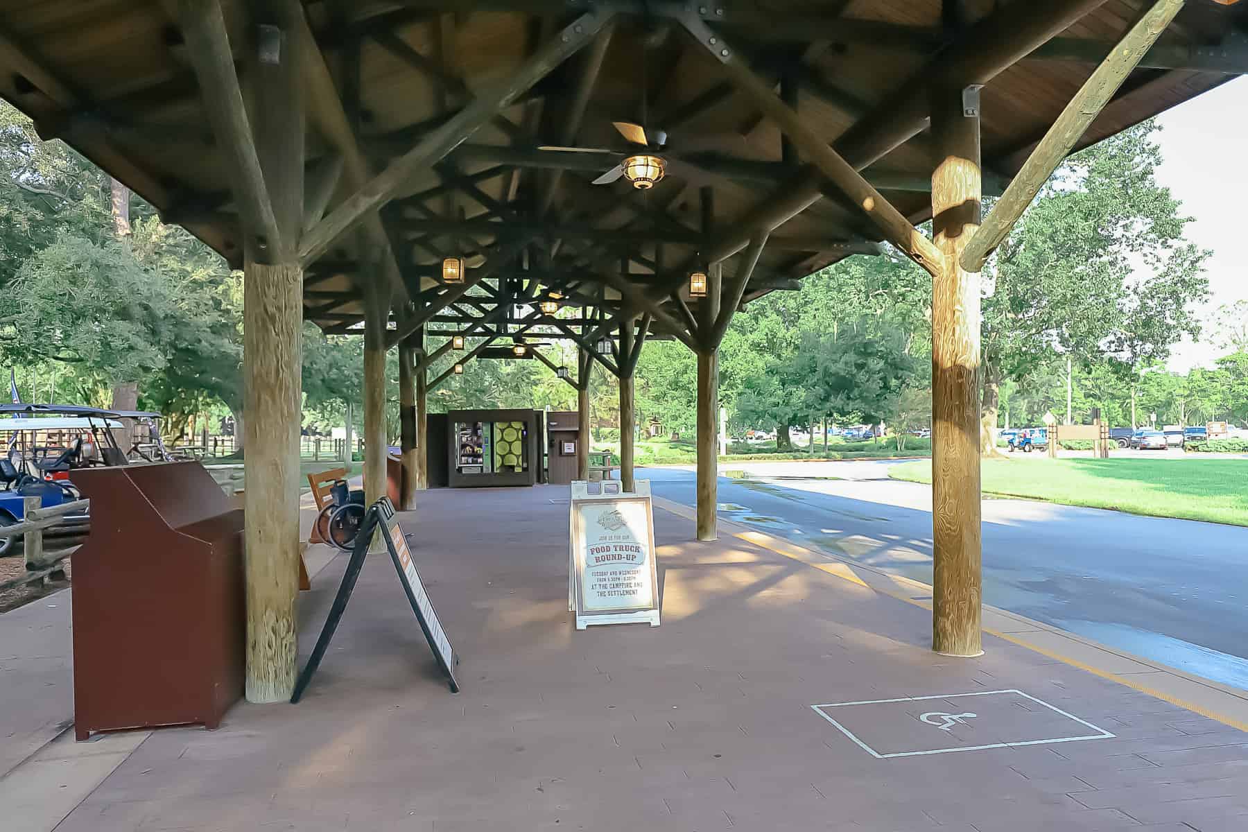 The primary bus stop at Disney's Fort Wilderness.
