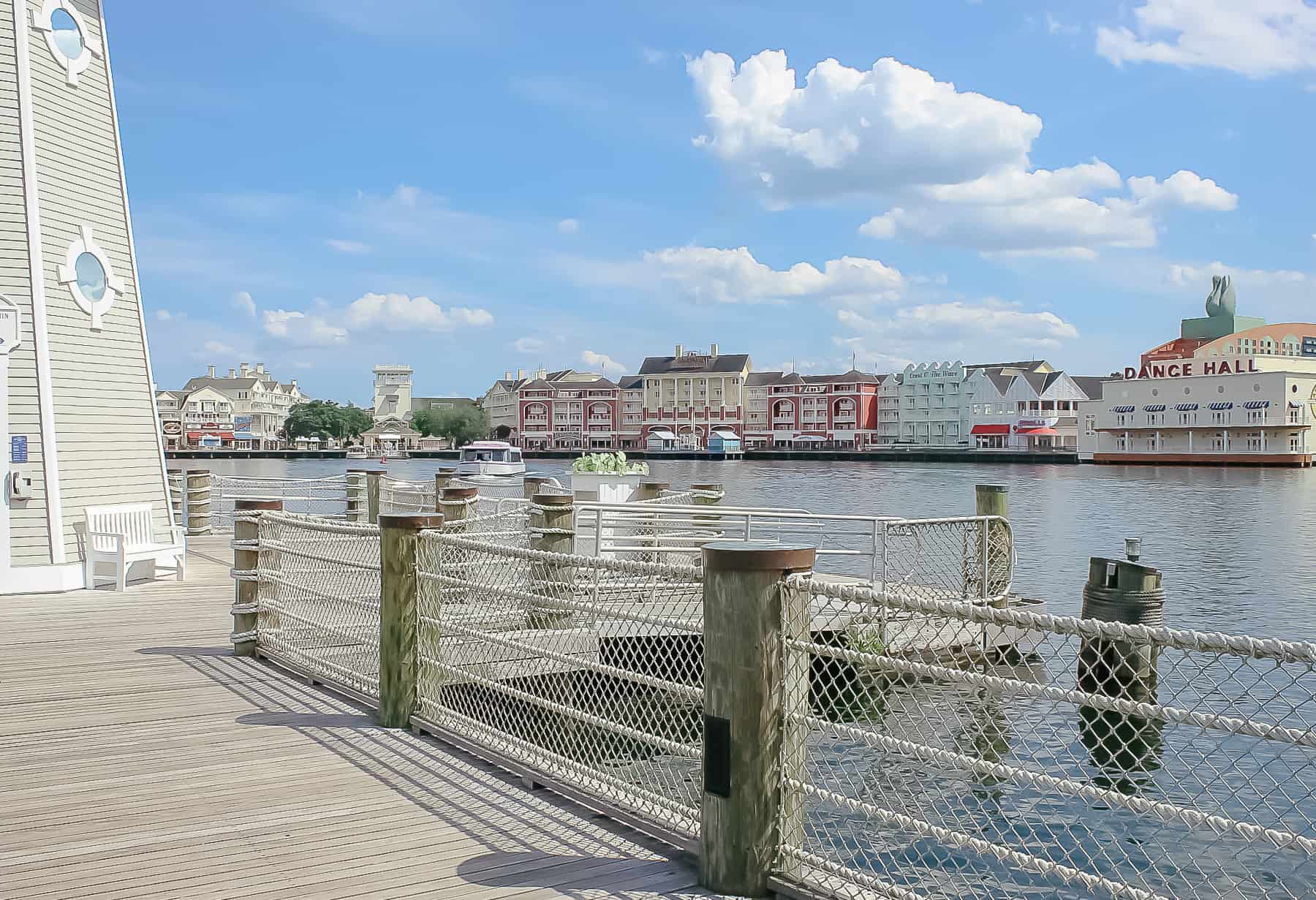 Boardwalk as seen from the Yacht Club's boat launch. 