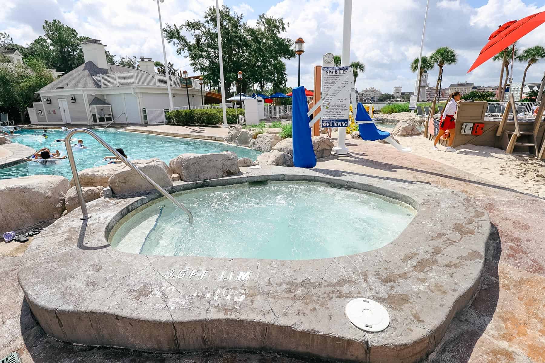 hot tub by the sand pool 