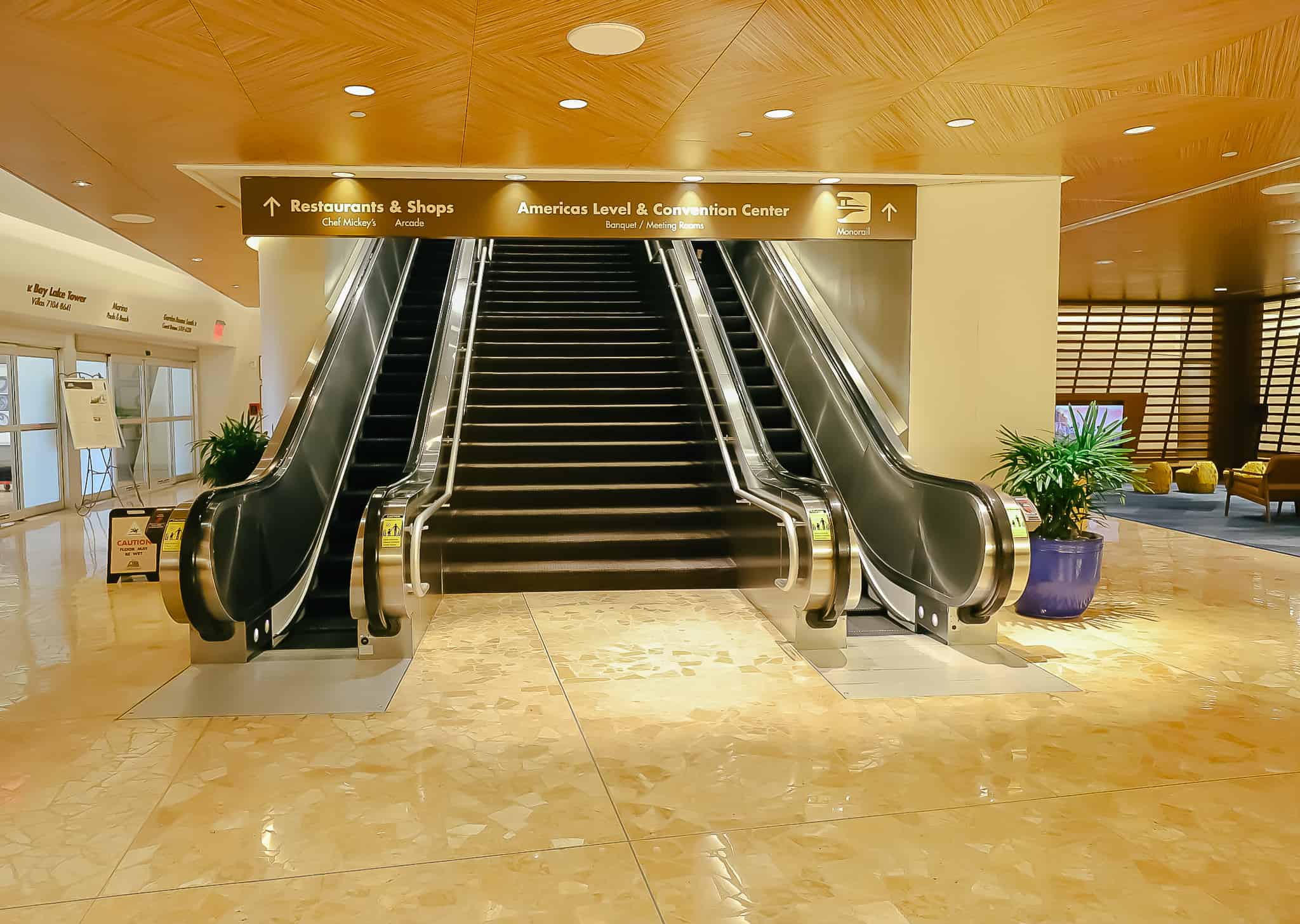 escalators at Disney's Contemporary Resort 
