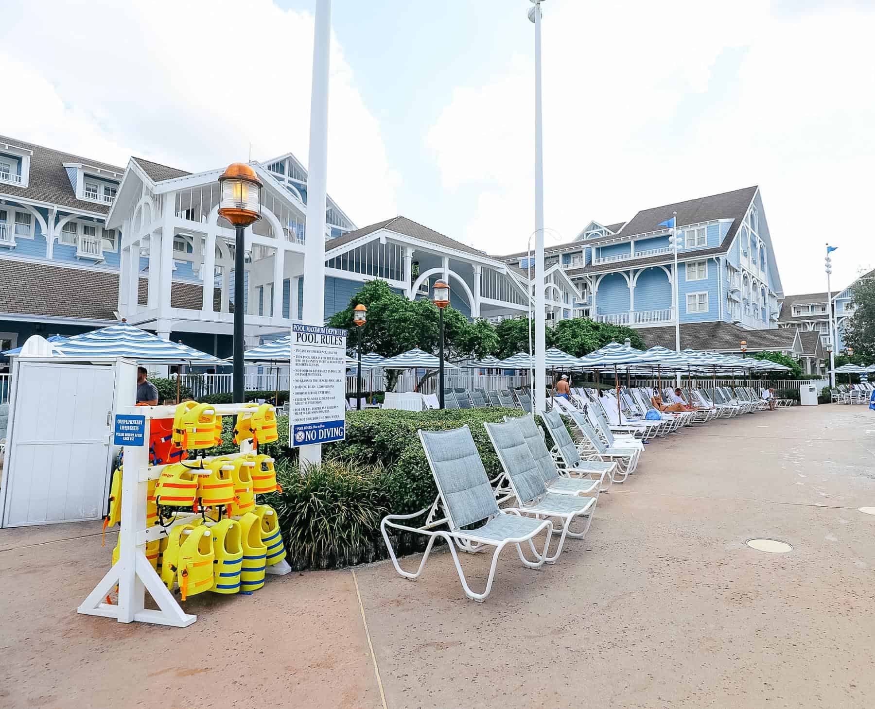 complimentary life jackets at Stormalong Bay 