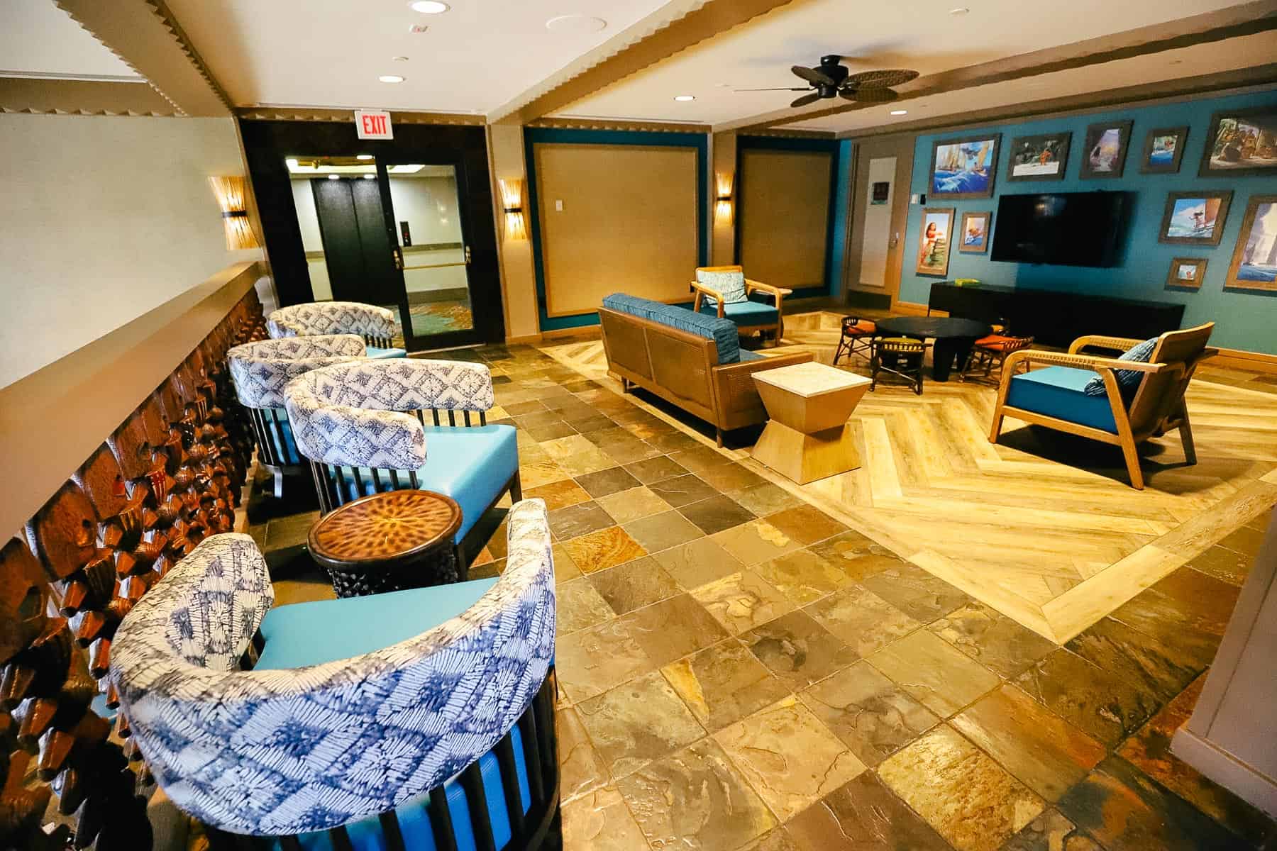 seating on the second floor of the Polynesian club level 