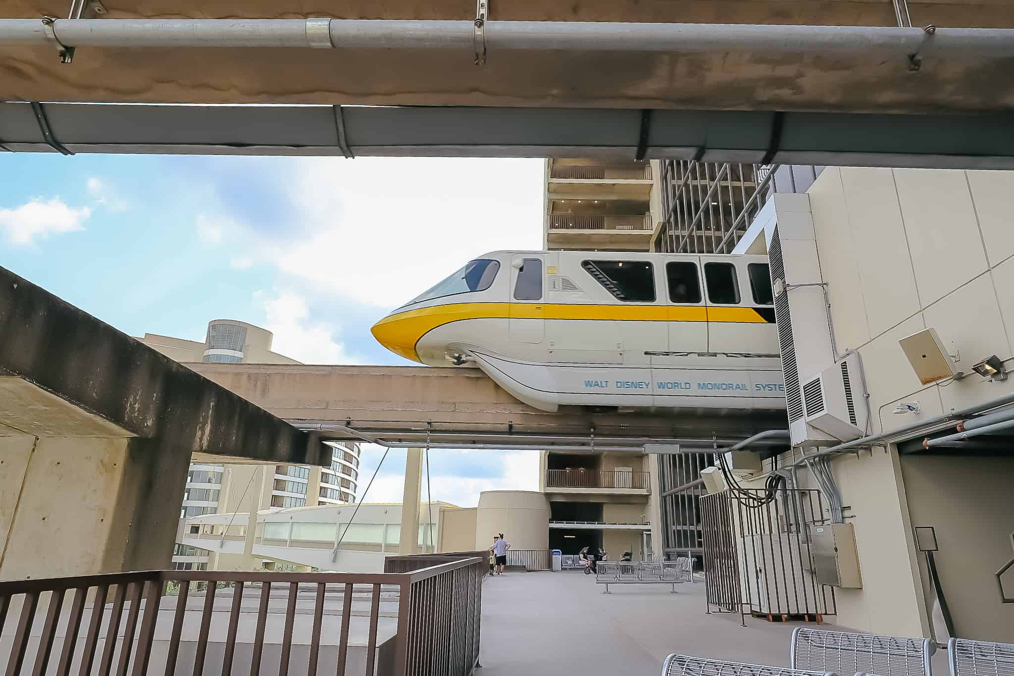 Monorail yellow exiting Disney's Contemporary 