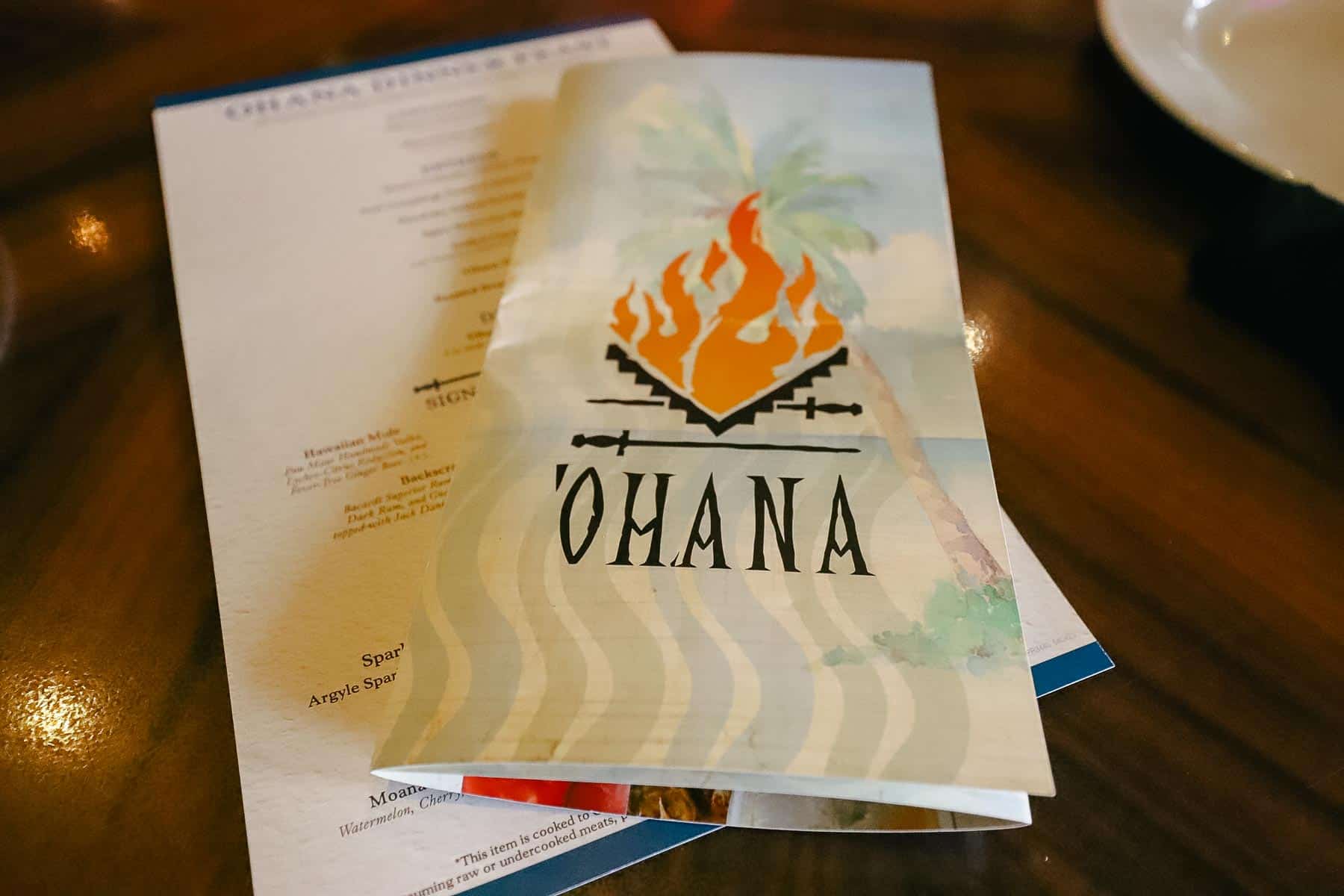 'Ohana Dinner Menu 