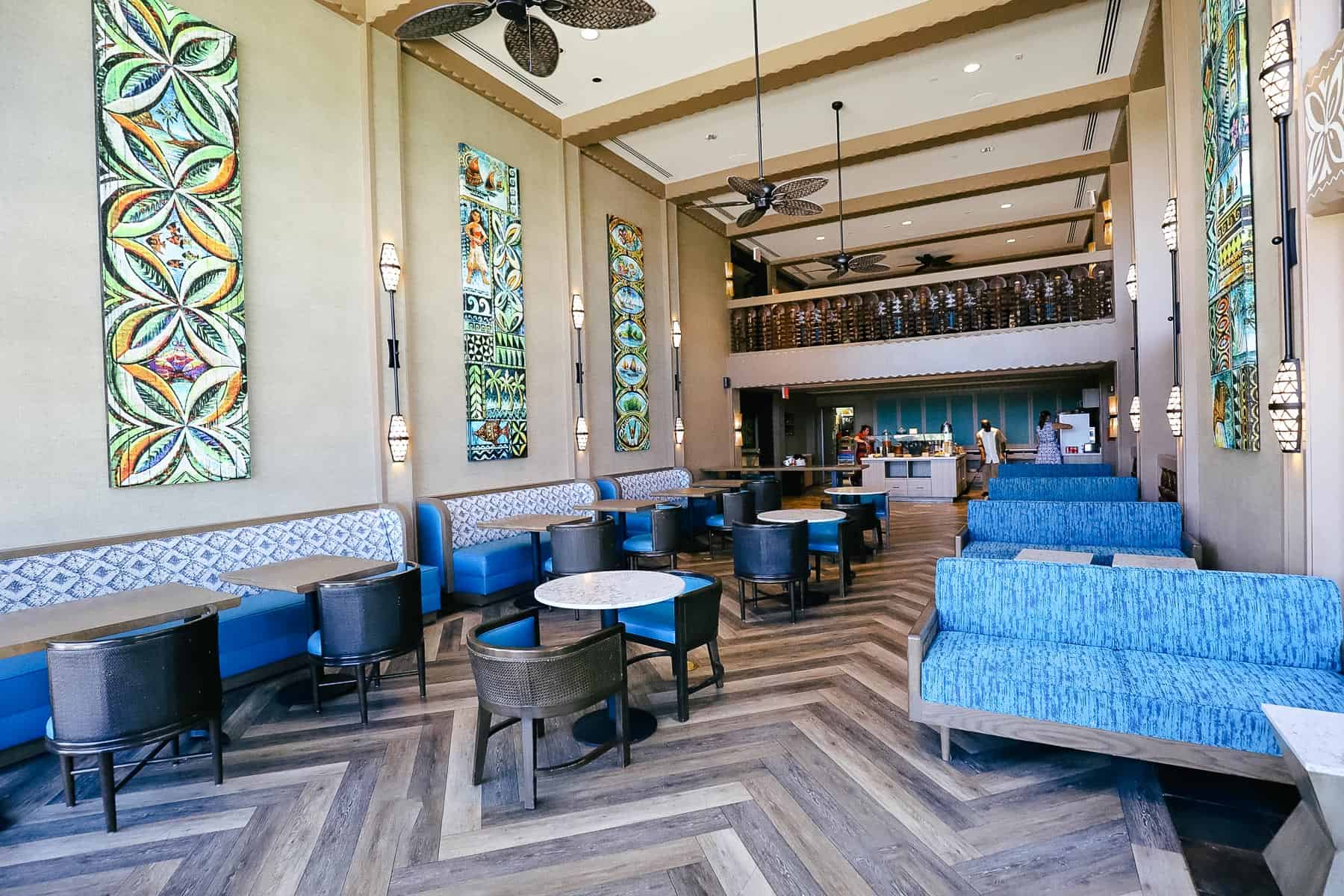 Full view of the entire Kamehameha Lounge at Disney's Polynesian. 